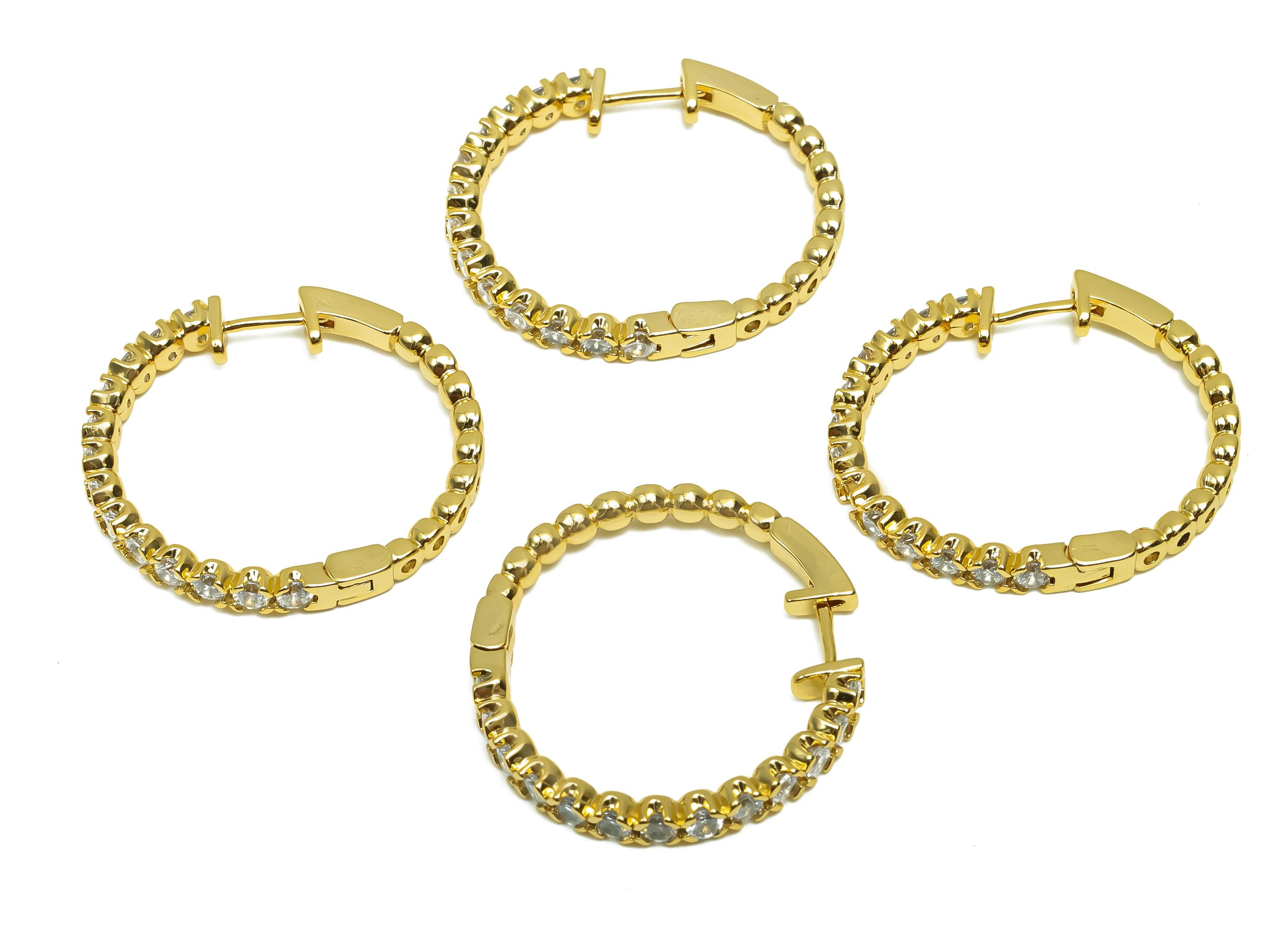 Brass CZ Hoop Earring - Brass Round Huggie Hoop Earring - Cubic Zircon Clasp Hoop Earring - 18K Real Gold Plating - 27x30x3mm- RGP8323 - DOMEDBAZAAR