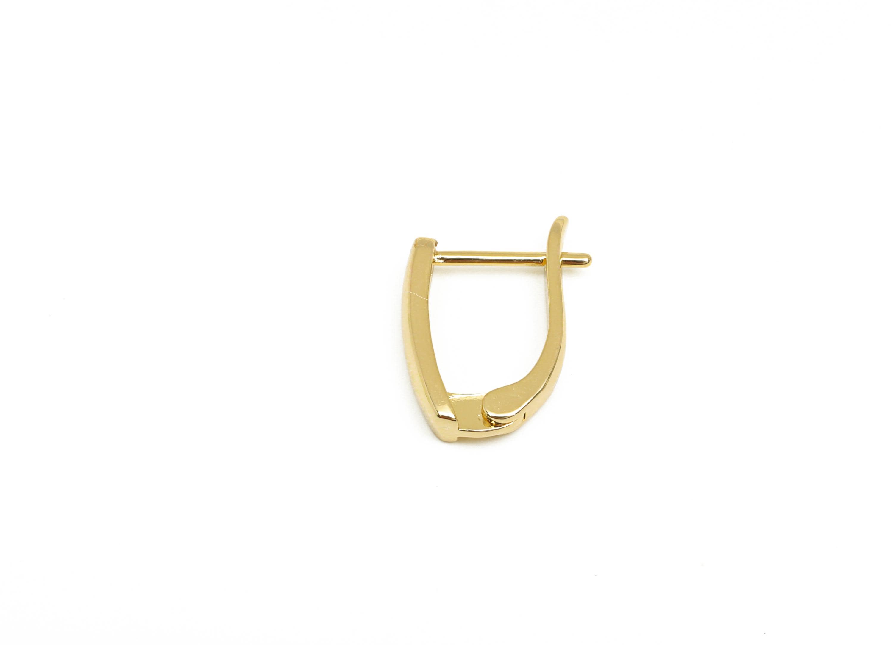 Brass Leverback Earring Clasp - Gold D Huggie Hoop Earring - Minimalist D Hoop Earring - 18K Real Gold Plated - 17.2x11.7x1.6mm - RGP7653 - DOMEDBAZAAR