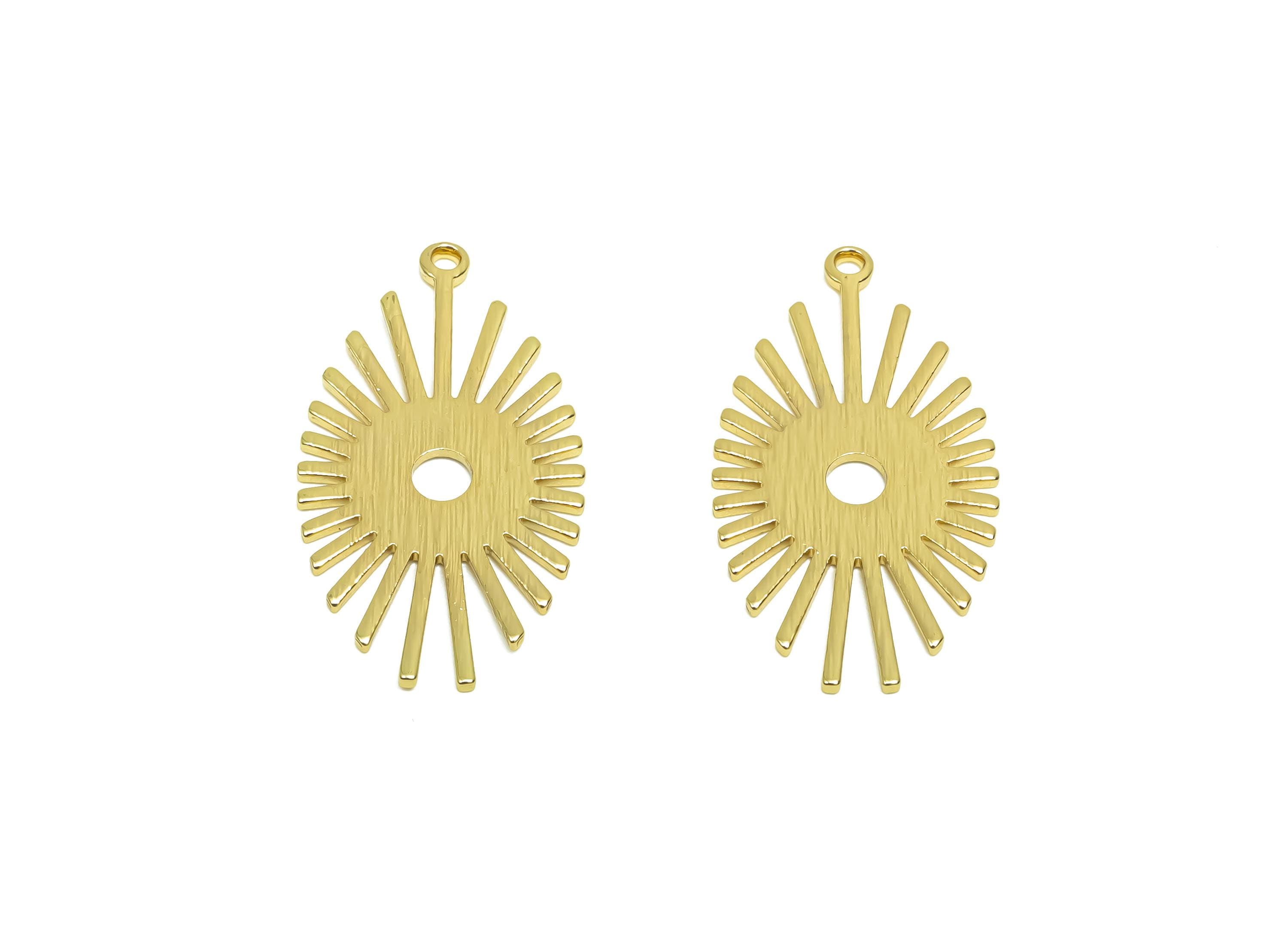 Brass Eye Earring Charm  - Brass Textured Marquise Earring Charm - Brass Textured Pendant - 18K Real Gold Plating - 26.4x14.4x1mm - RGP8344 - DOMEDBAZAAR
