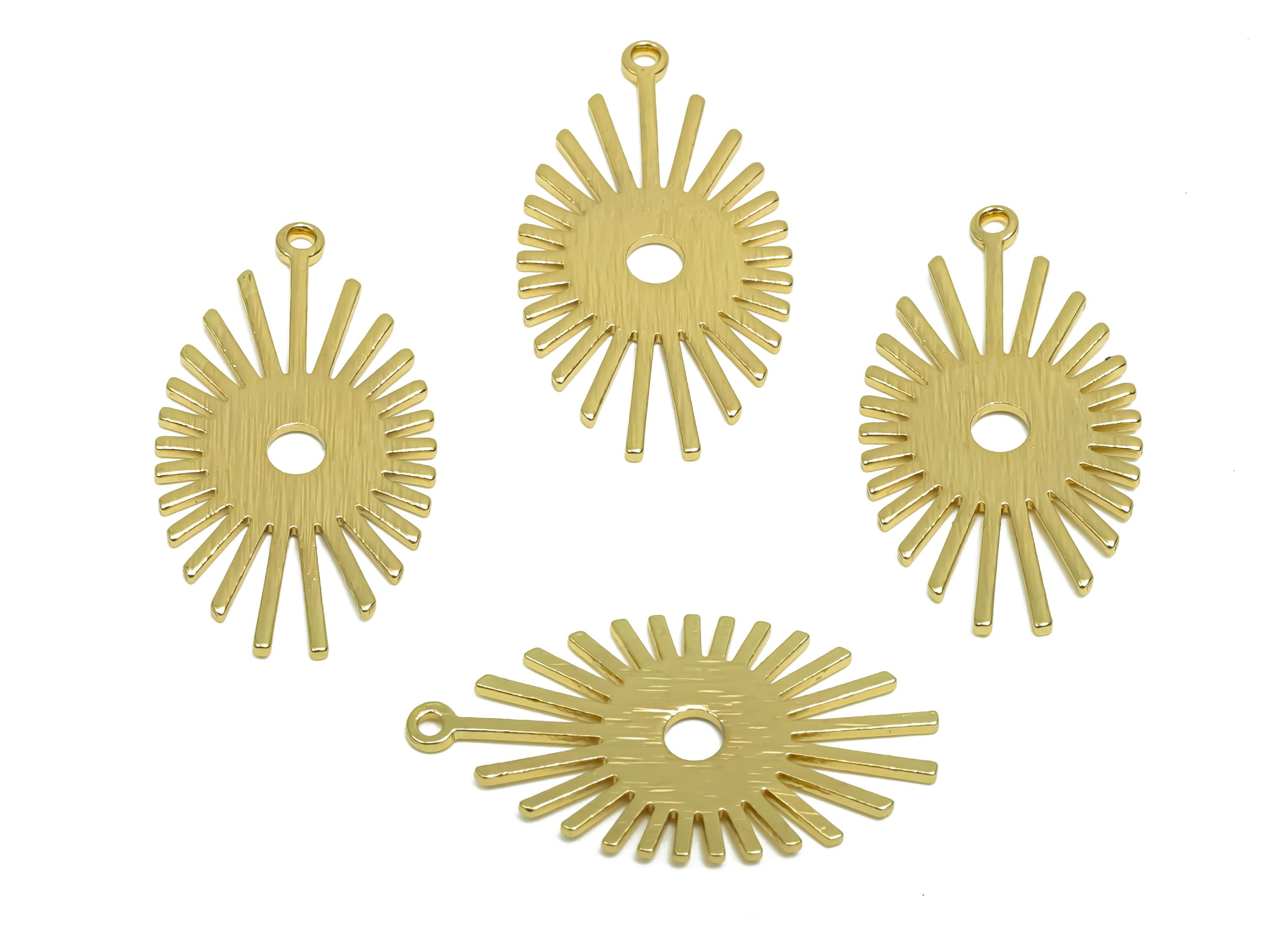 Brass Eye Earring Charm  - Brass Textured Marquise Earring Charm - Brass Textured Pendant - 18K Real Gold Plating - 26.4x14.4x1mm - RGP8344 - DOMEDBAZAAR