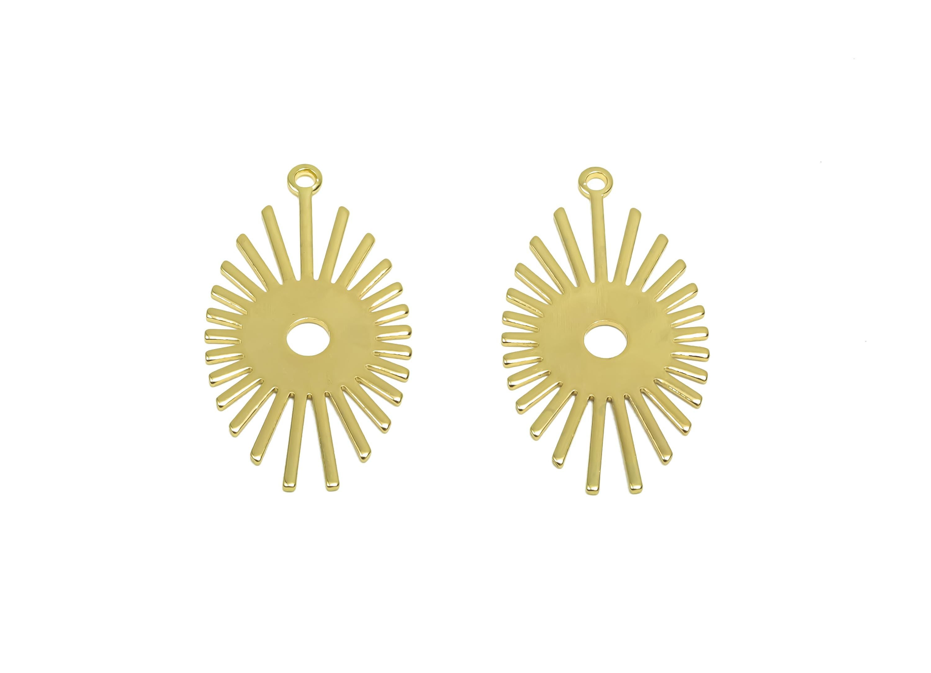 Brass Eye Earring Charm  - Brass Marquise Earring Charm - Brass Pendant With Hole - 18K Real Gold Plating - 26x14.3x0.65mm - RGP8348 - DOMEDBAZAAR
