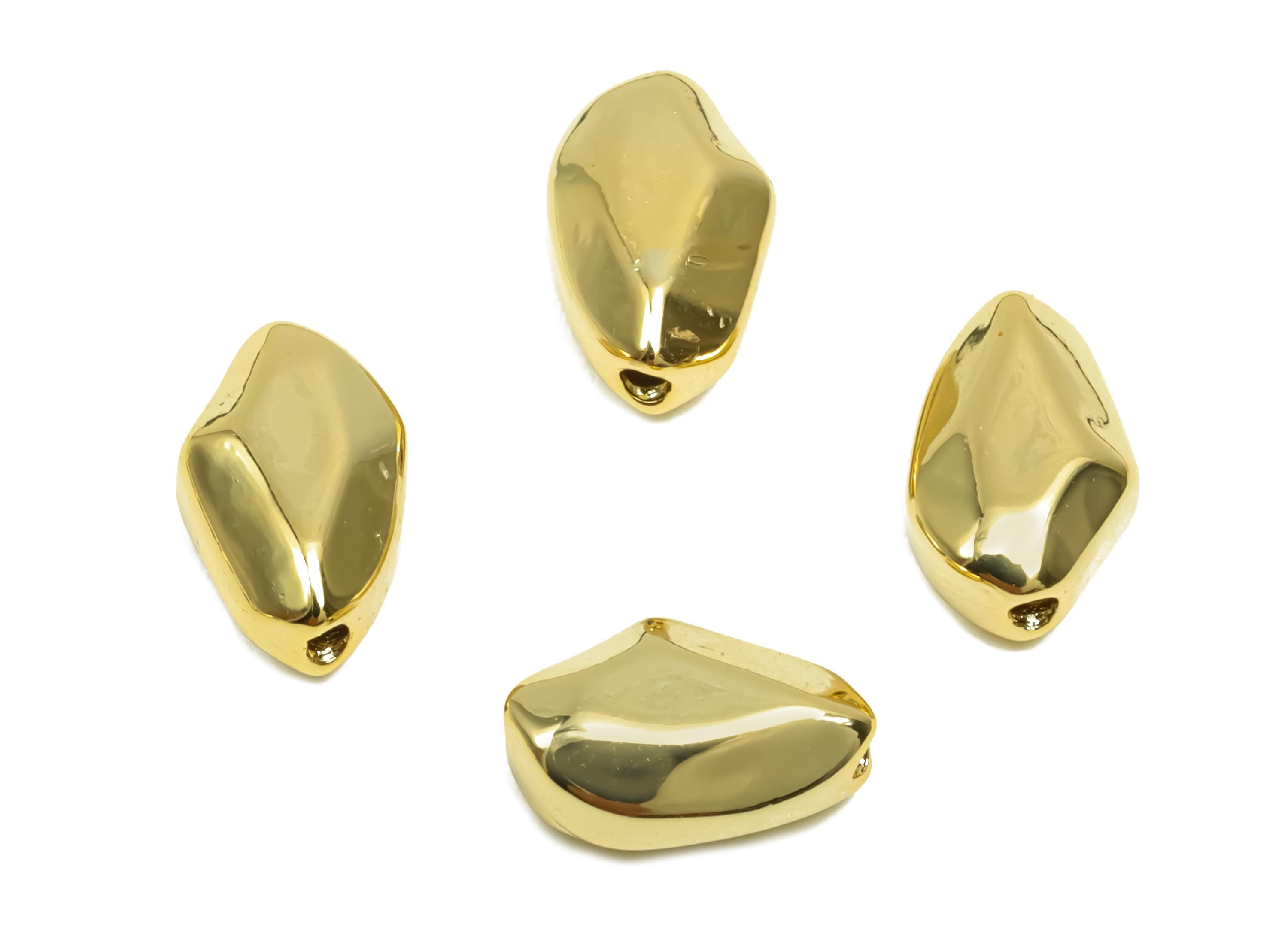 Brass Faceted Earring Bead - Brass Irregular Bead Earring Charm - Beads Charm For Bracelet - 18K Real Gold Plating - 10.28x6x4mm - RGP8327 - DOMEDBAZAAR