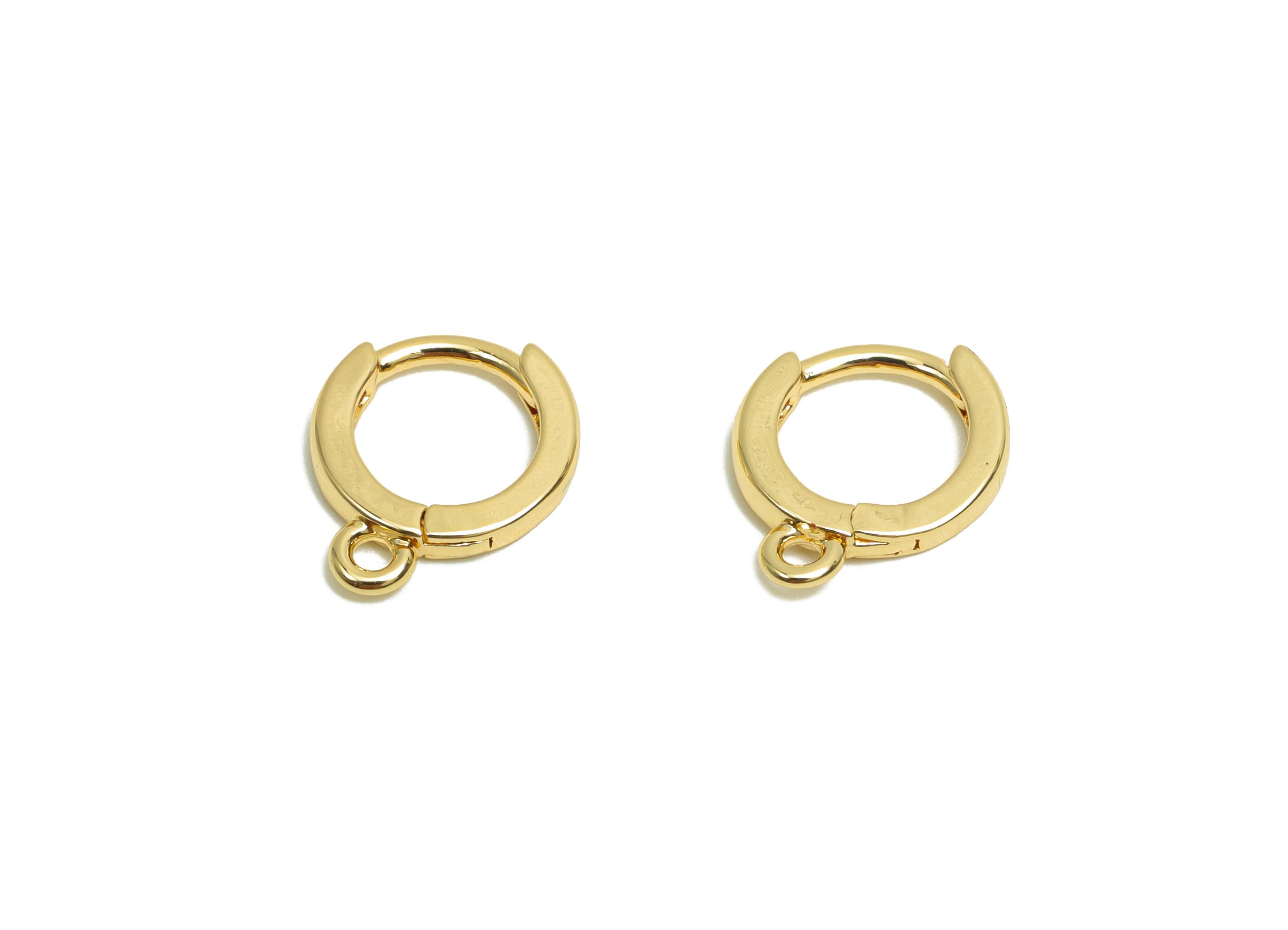 Brass Mini Hoop Earring - Brass Round Huggie Hoop Earring - Brass Hoop Earring With Loop - 18K Real Gold Plating - 12.7x10.2x1mm - RGP8201 - DOMEDBAZAAR
