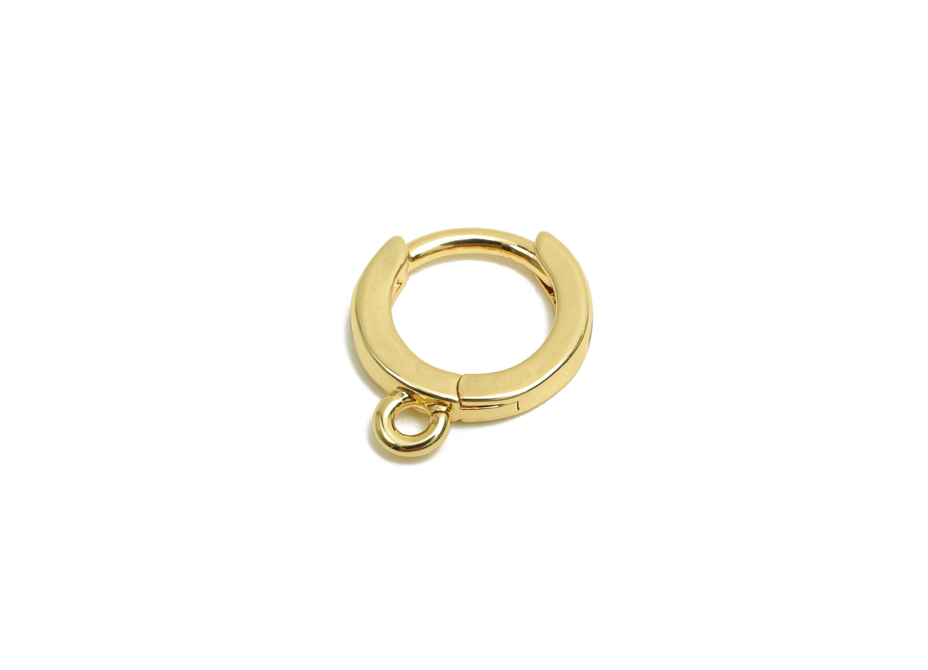 Brass Mini Hoop Earring - Brass Round Huggie Hoop Earring - Brass Hoop Earring With Loop - 18K Real Gold Plating - 12.7x10.2x1mm - RGP8201 - DOMEDBAZAAR