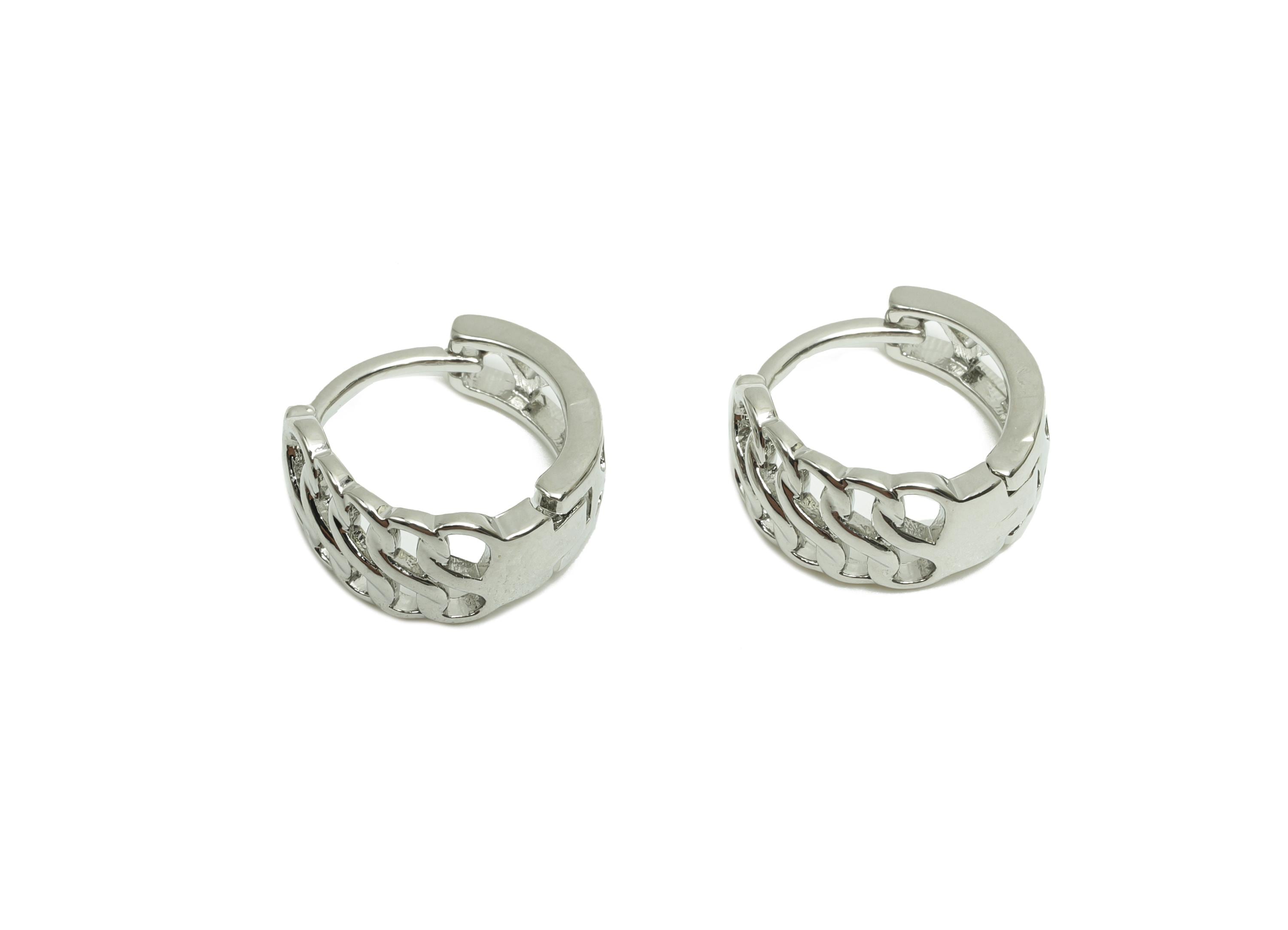 Brass Huggie Hoop Earring - Brass Hollow Hoop Clasp Earring - Silver Hoop Earring - 18K Real Silver Gold Plating - 13x6.96x1.81mm - RGP8215 - DOMEDBAZAAR