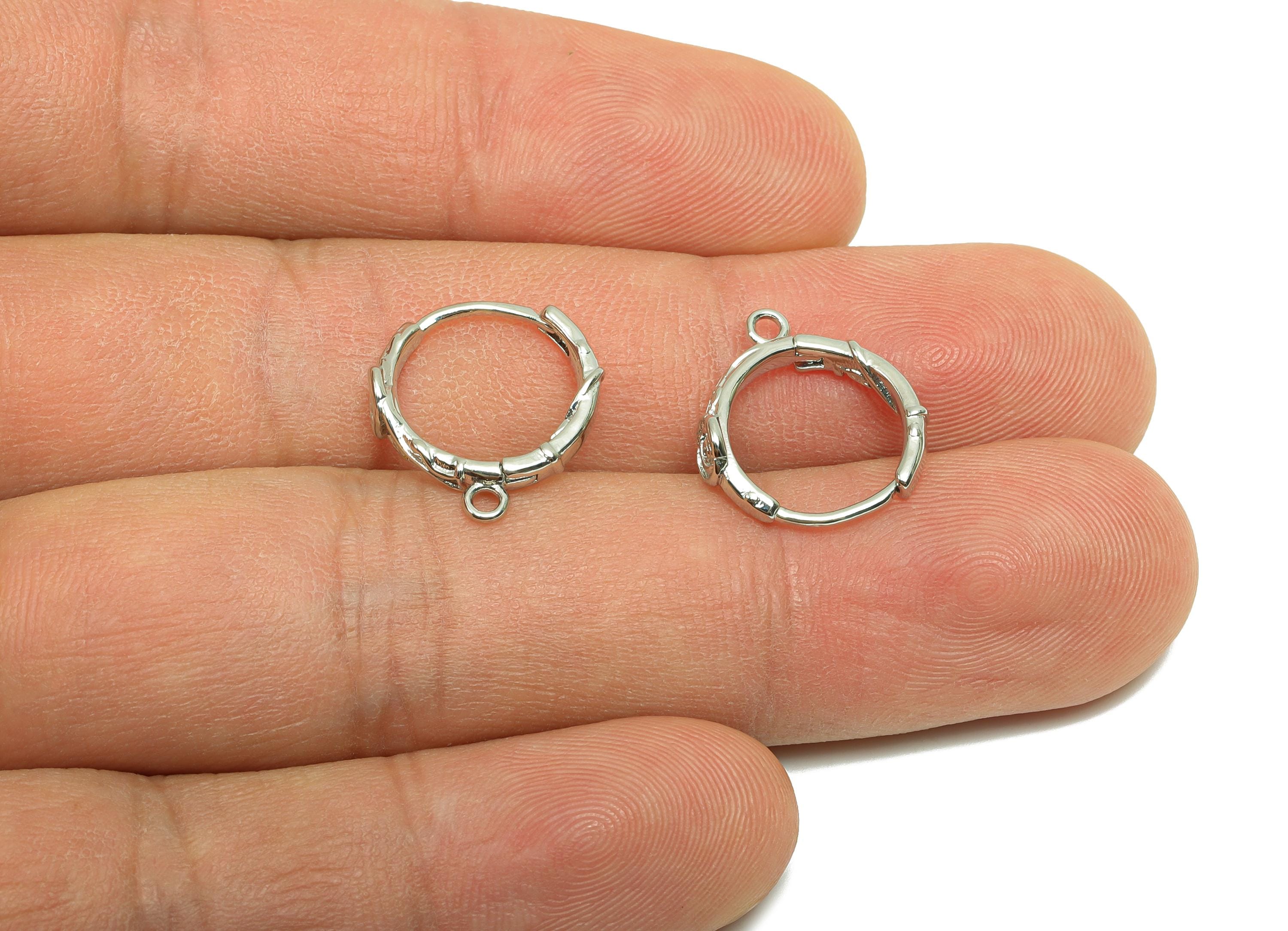 Brass Rose Huggie Hoop Earring - Brass Textured Hoop Clasp Earring - Hoop Earring - 18K Real Silver Gold Plating - 15.48x14x2.63mm - RGP8225 - DOMEDBAZAAR
