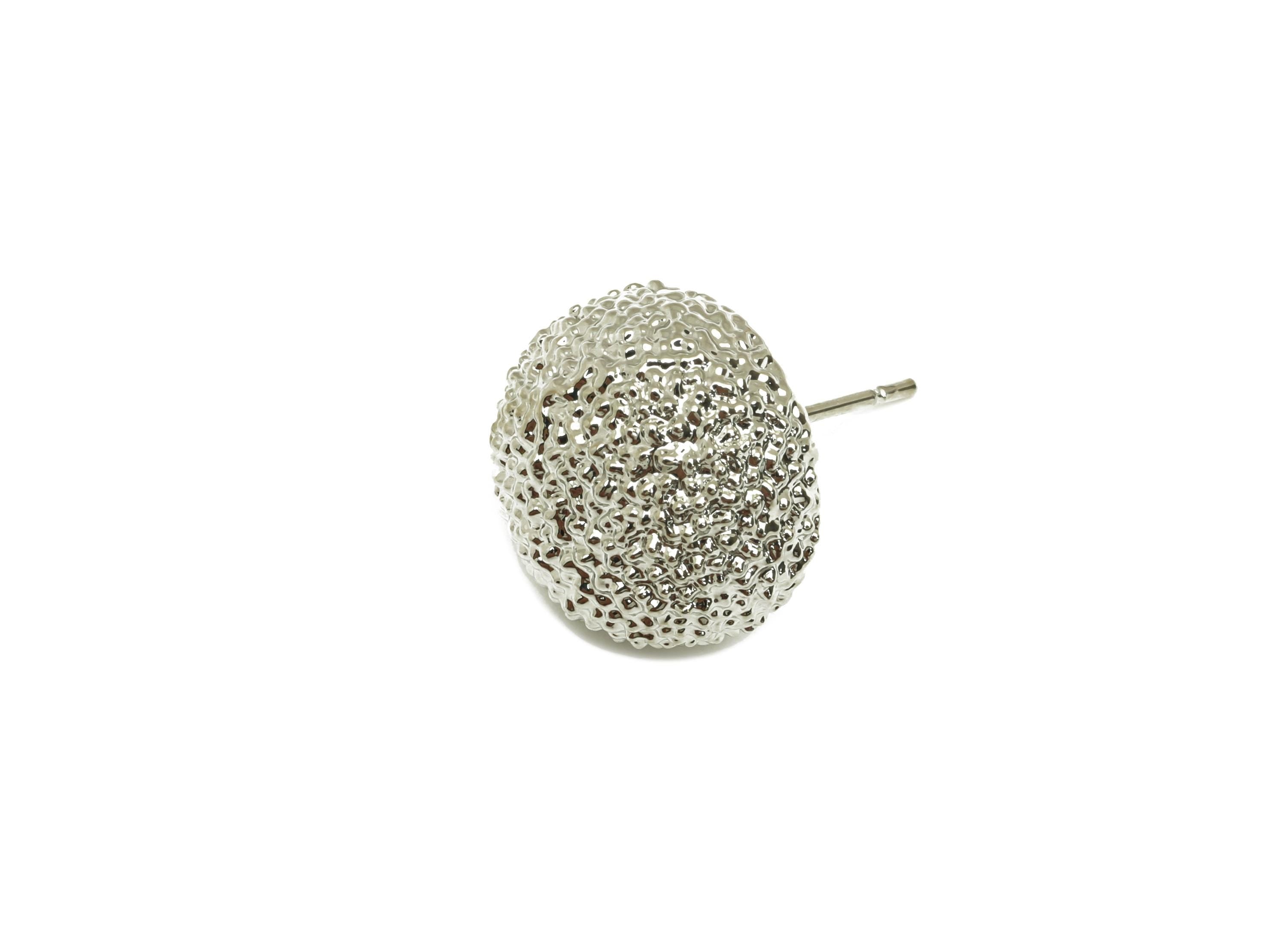 Brass Round Earring Stud - Textured Earring Post - Frosted Twine Wire Earring Post - 18K Real White Gold Plating - 18x13x7mm - RGP7803 - DOMEDBAZAAR