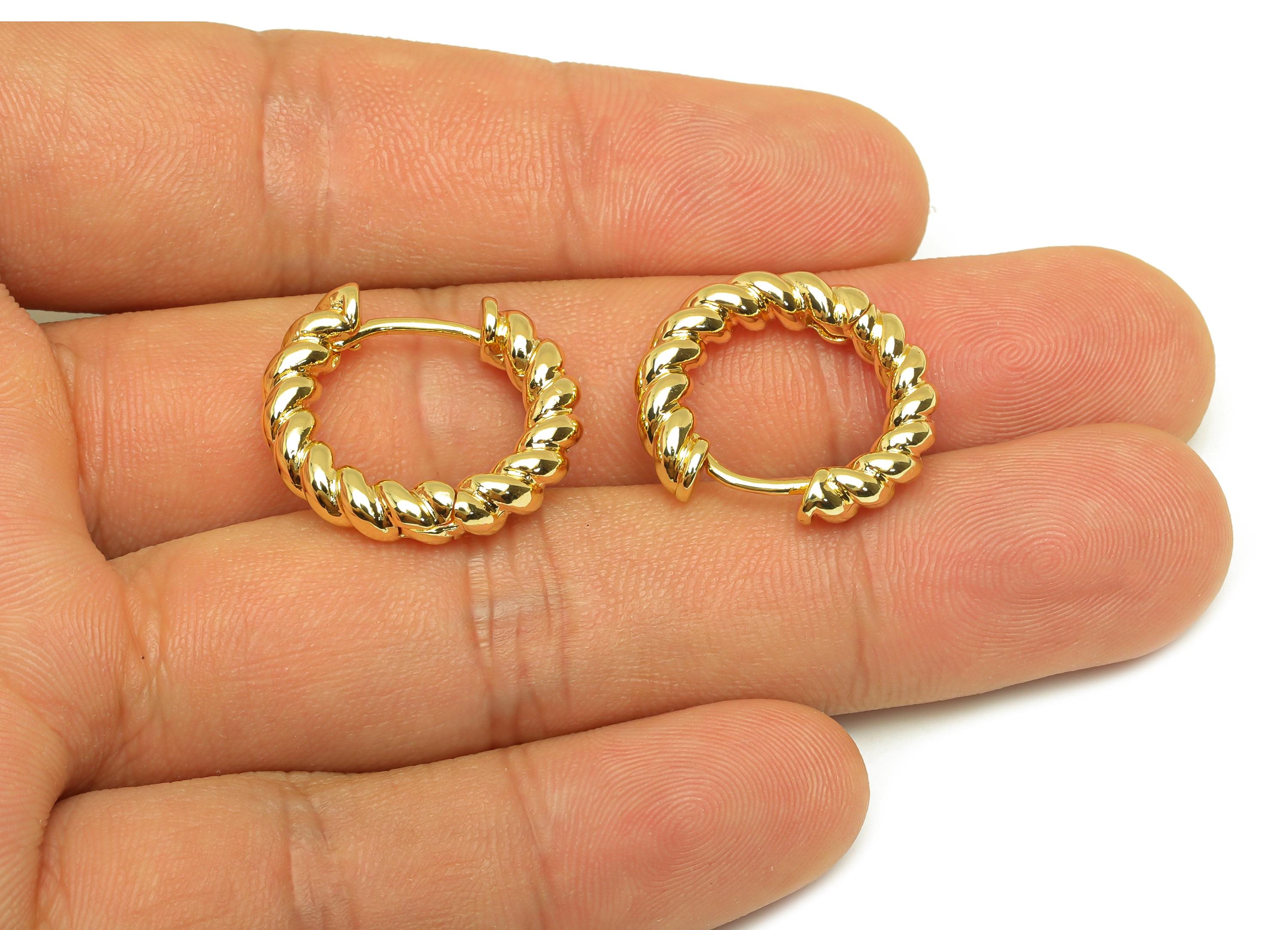 Brass Chain Hoop Earring - Gold Huggie Hoop Earring Clasp - Rope Chian Hoop Earring - 18K Real Gold Plating - 21x20x4.25mm - RGP7836 - DOMEDBAZAAR