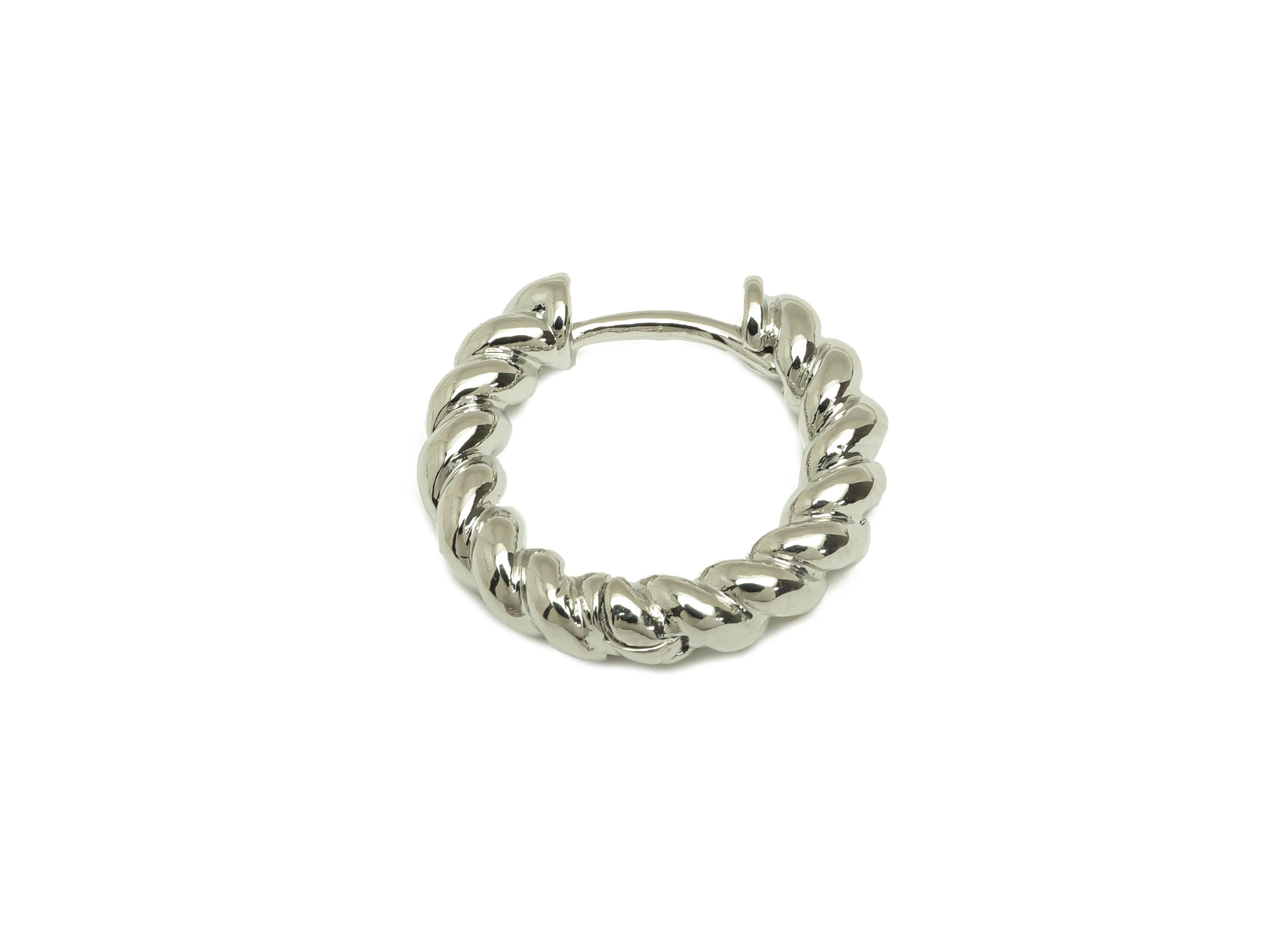 Brass Chain Hoop Earring - Huggie Hoop Earring Clasp - Rope Chian Hoop Earring - 18K Real White Gold Plating - 21x20x4.25mm - RGP7825 - DOMEDBAZAAR