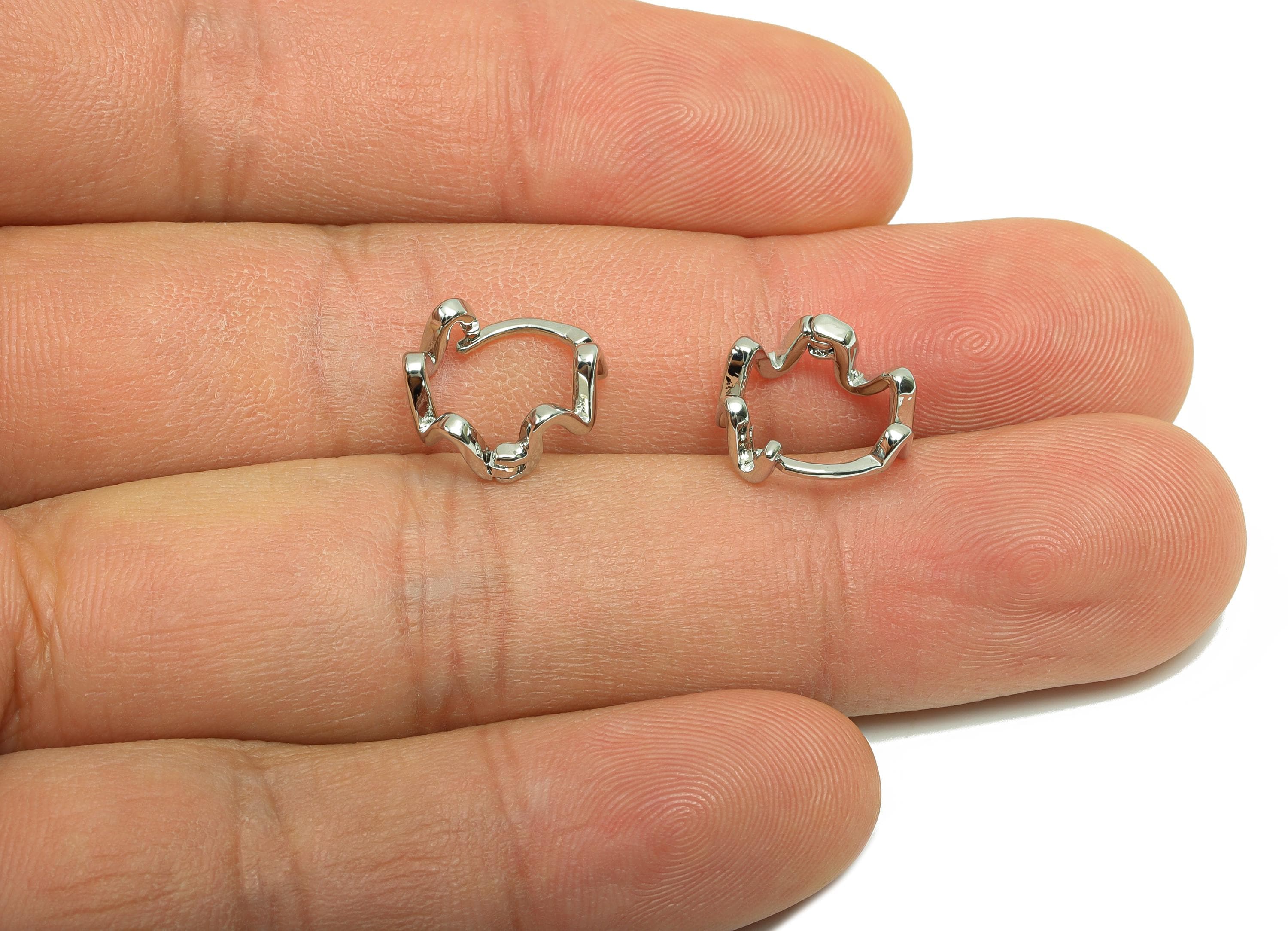 Brass Huggie Hoop Earring - Brass Curly Hoop Clasp Earring - Brass Wavy Hoop Earring - 18K Real Silver Gold Plating - 7.9x9x1.66mm - RGP8223 - DOMEDBAZAAR