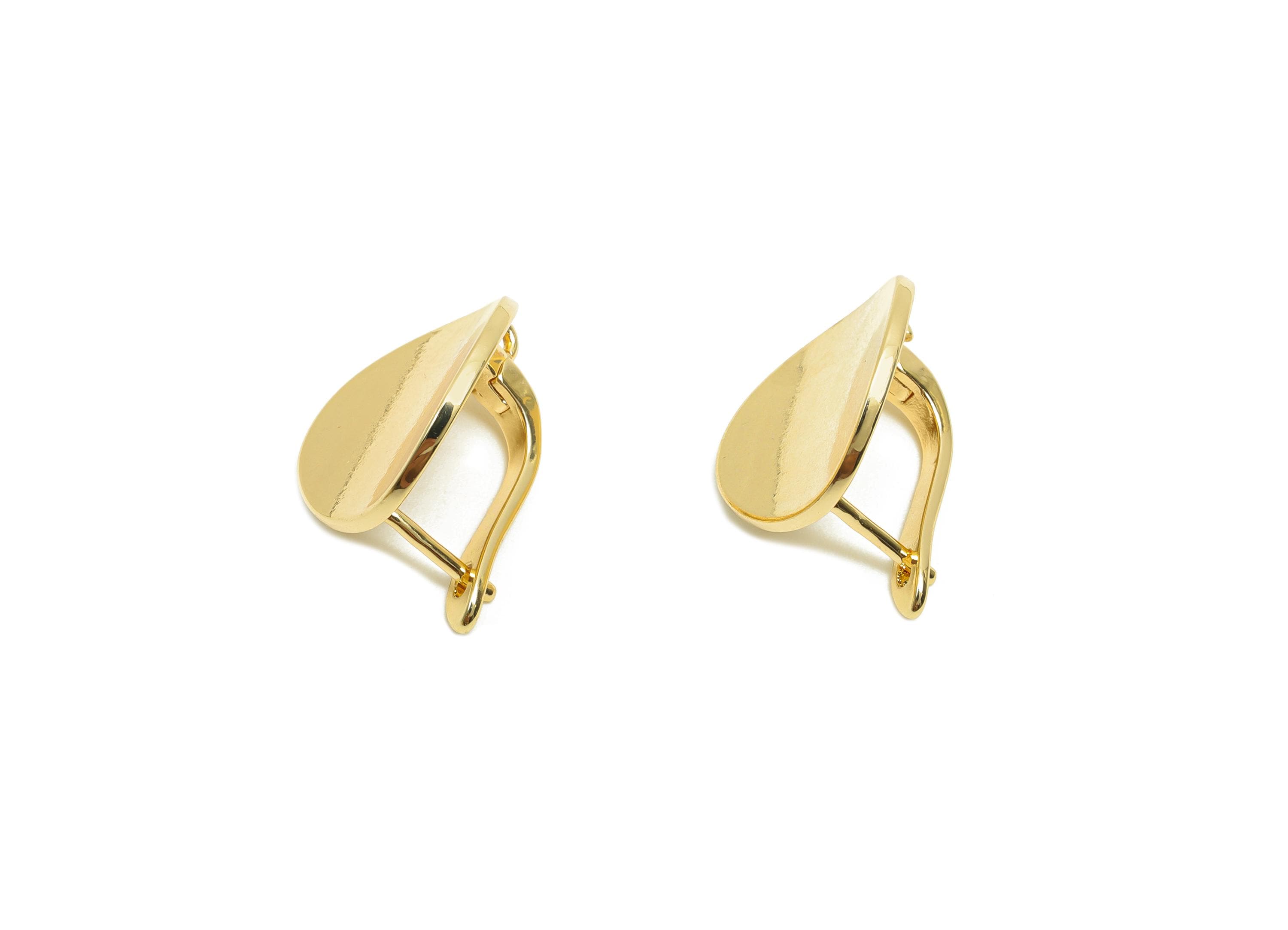 Brass Round Hoop Earring - Brass Bent Round English Lock Earring - Circle Hoop Earring With Loop - 18K Real Gold Plating - 17x15x9mm-RGP8213 - DOMEDBAZAAR