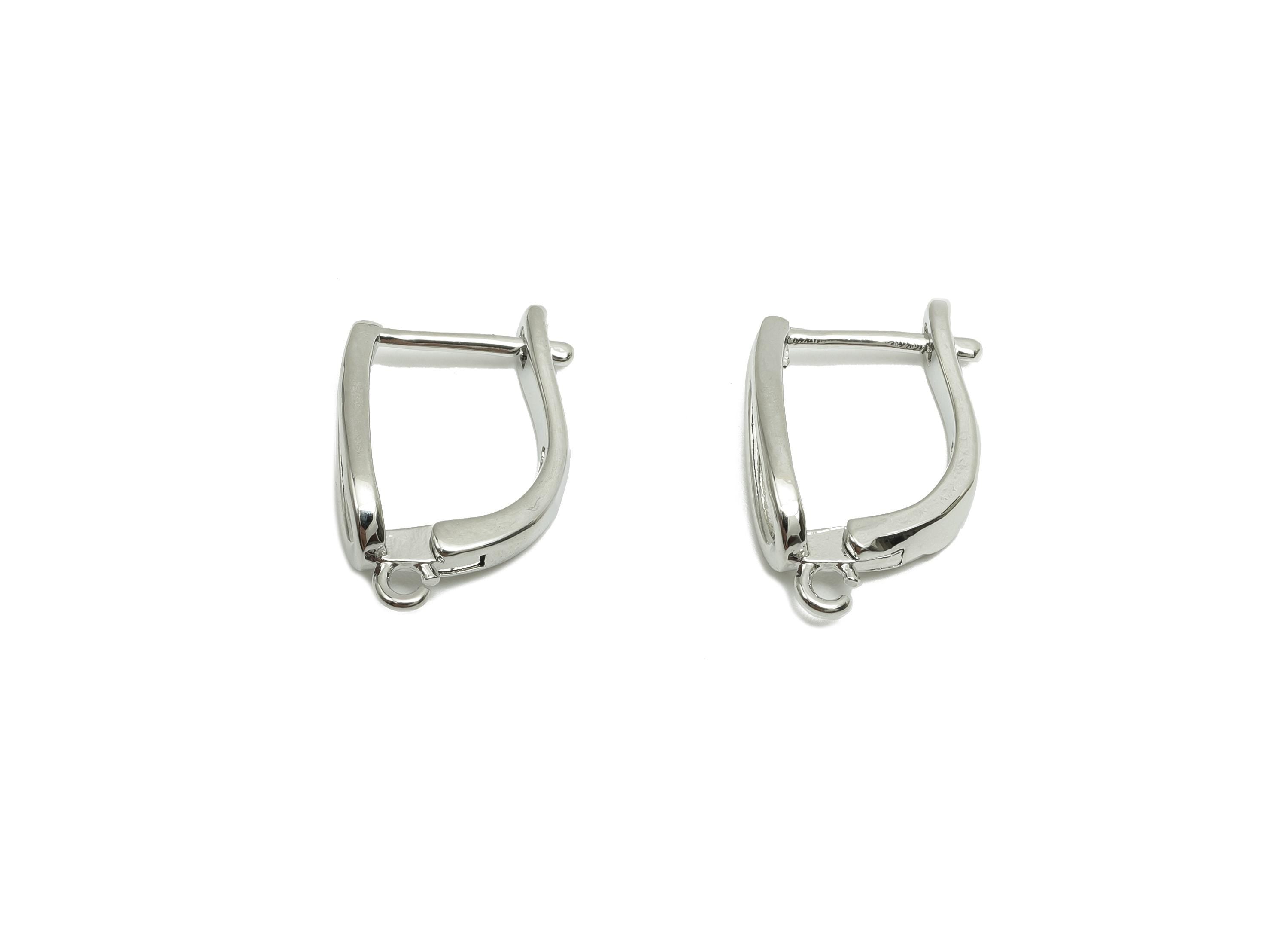 Brass Hoop Earring - Brass Teardrop English Lock Earring - Drop Hoop Earring With Loop - 18K Real White Gold Plating - 17x10x1.4mm -RGP8228 - DOMEDBAZAAR