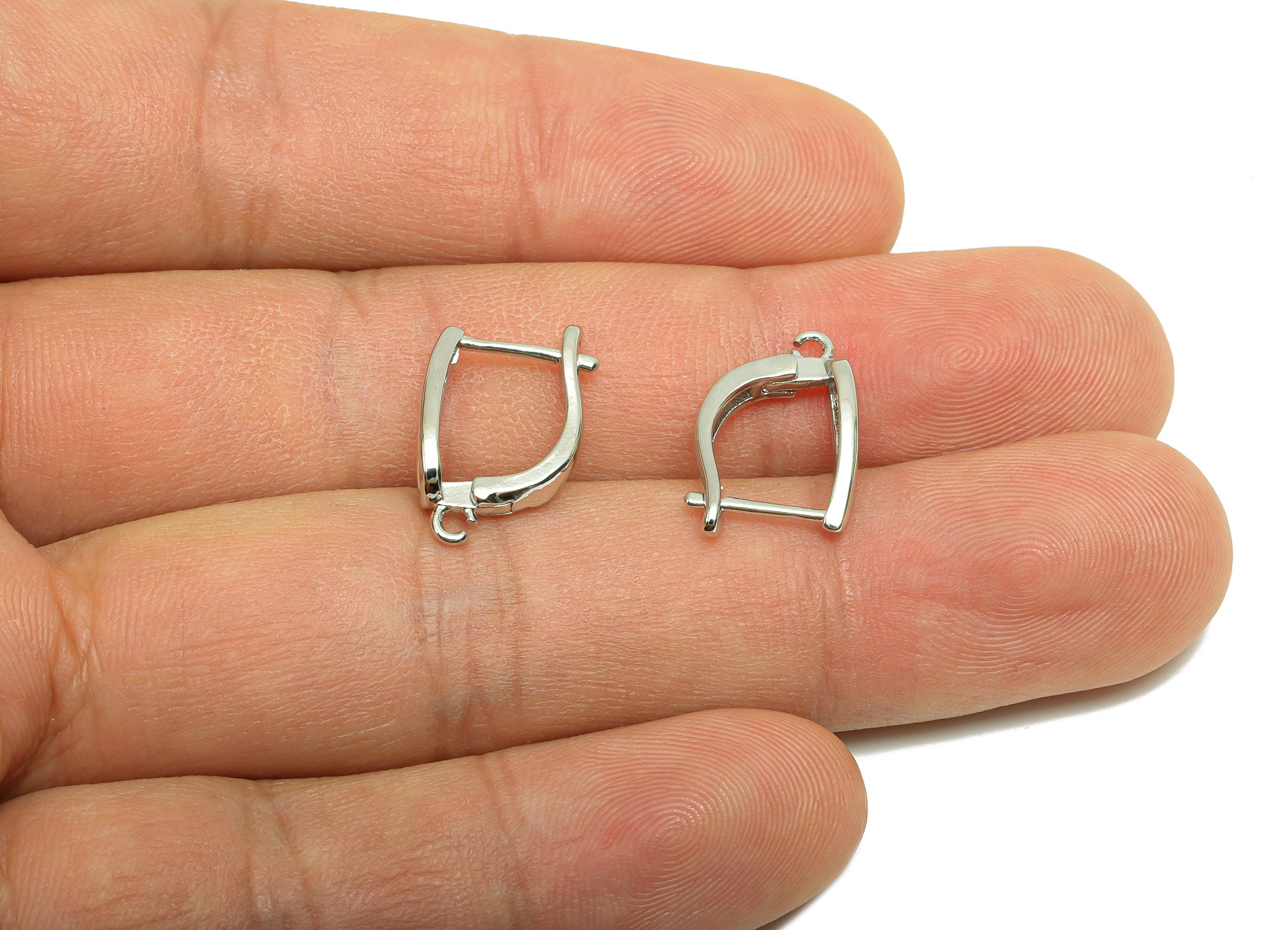 Brass Hoop Earring - Brass Teardrop English Lock Earring - Drop Hoop Earring With Loop - 18K Real White Gold Plating - 17x10x1.4mm -RGP8228 - DOMEDBAZAAR