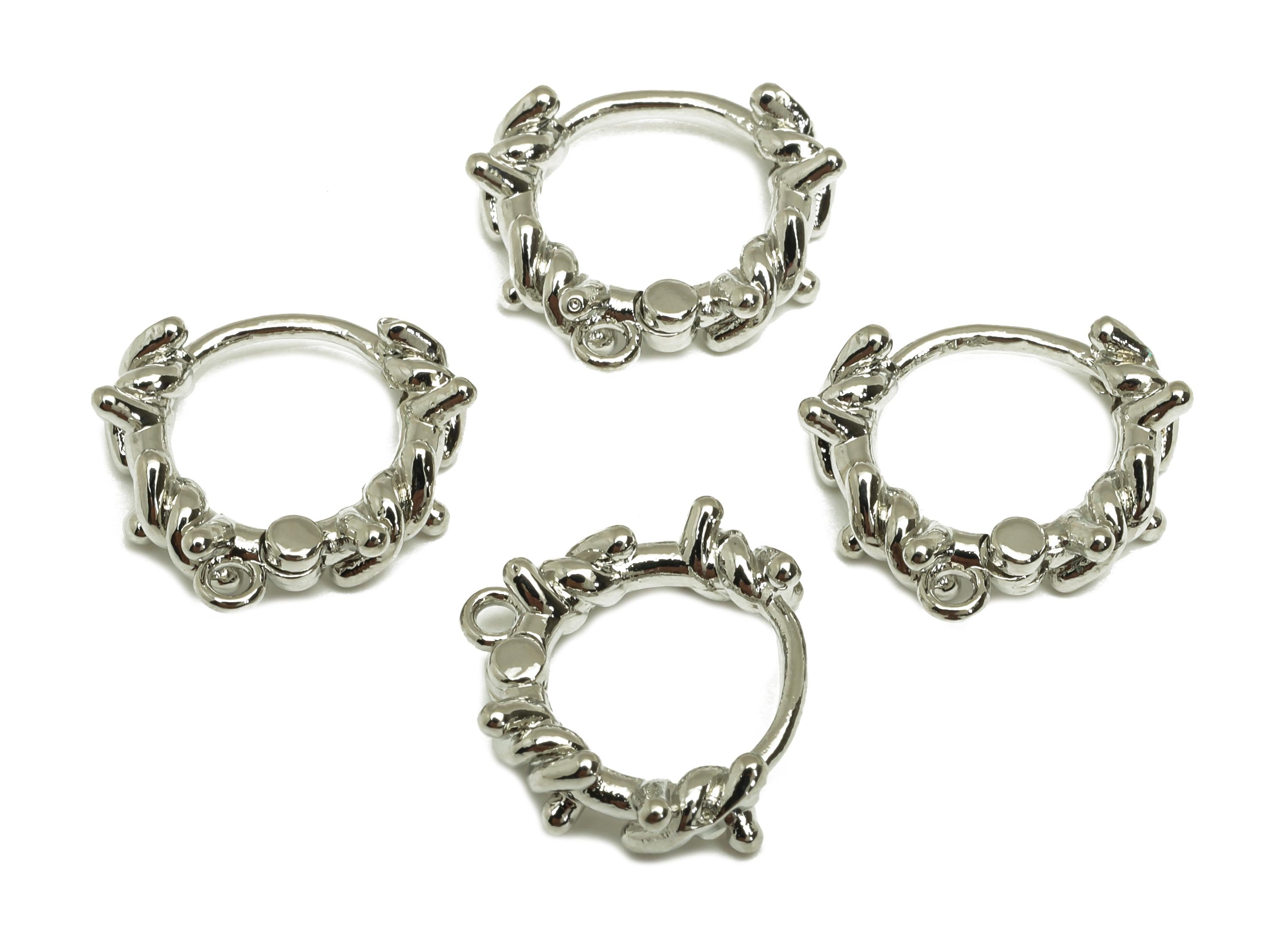 Brass Wire Huggie Hoop Earring - Twine Wire Earring Clasp - Huggie Hoop Clasp Earring - 18K Real White Gold Plating - 16x15x2.76mm - RGP7806 - DOMEDBAZAAR