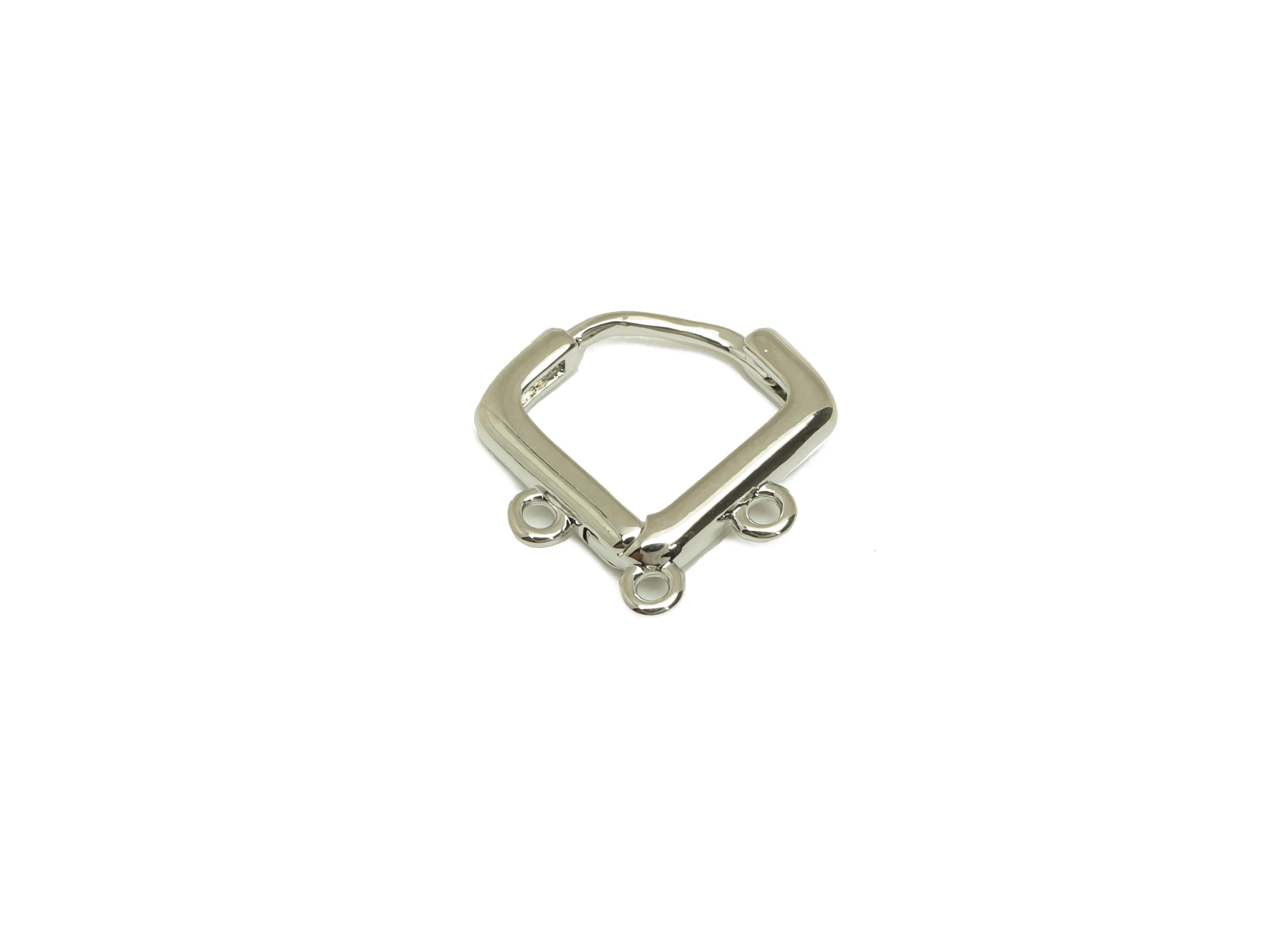 Brass Hoop Earring - Brass Wire Earring Clasp With 3 Loop - Brass Clasp Earring For Tassel - 18K Real White Gold Plating - 13x13x2mm-RGP7800 - DOMEDBAZAAR