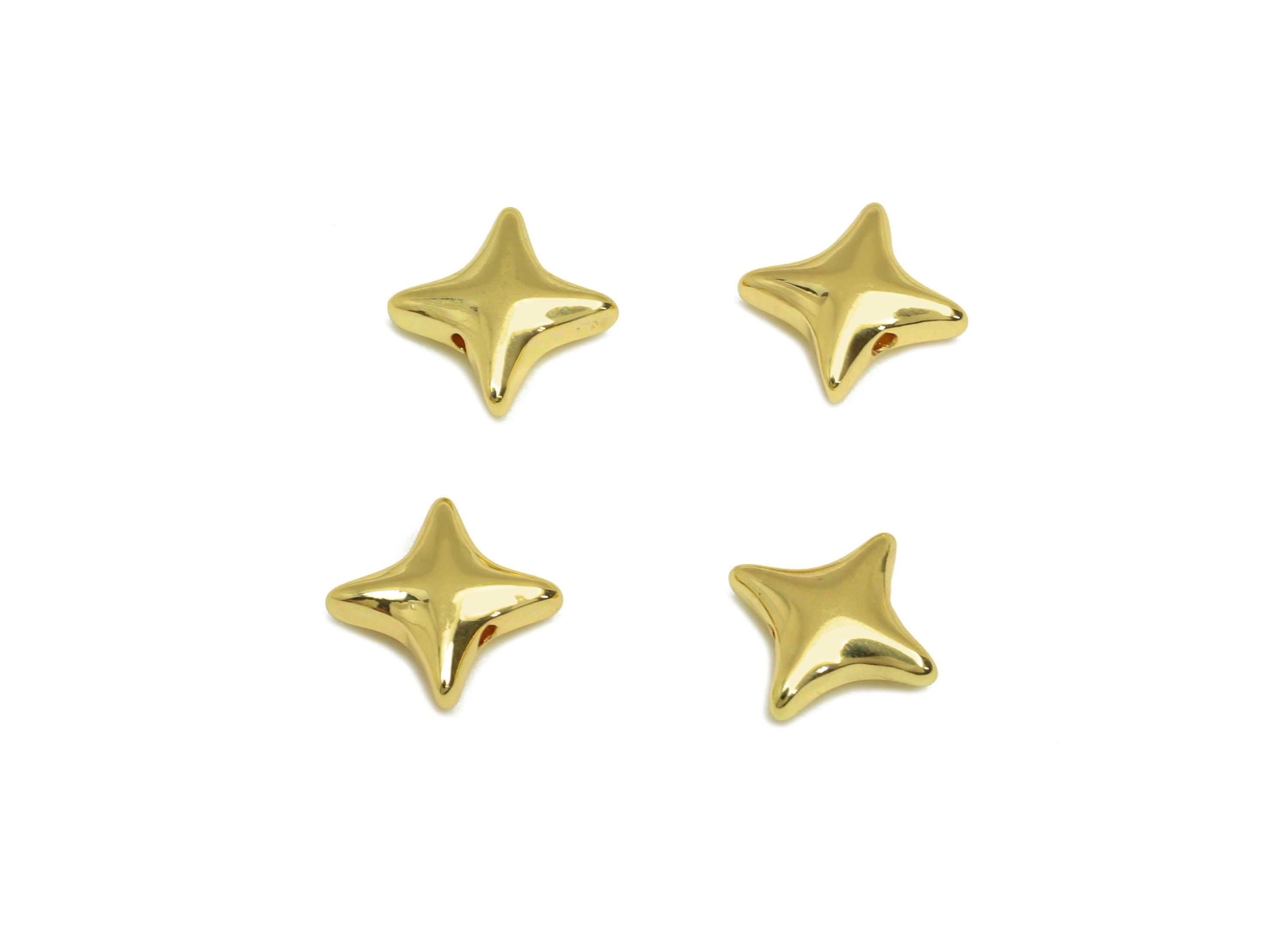 Star Bracelet Spacer Beads - Brass Beaded Cubic Earring Bead - Brass Star Bracelet Bead - 18k Real Gold Plating - 9.43x9.15x3.02mm - RGP7812 - DOMEDBAZAAR