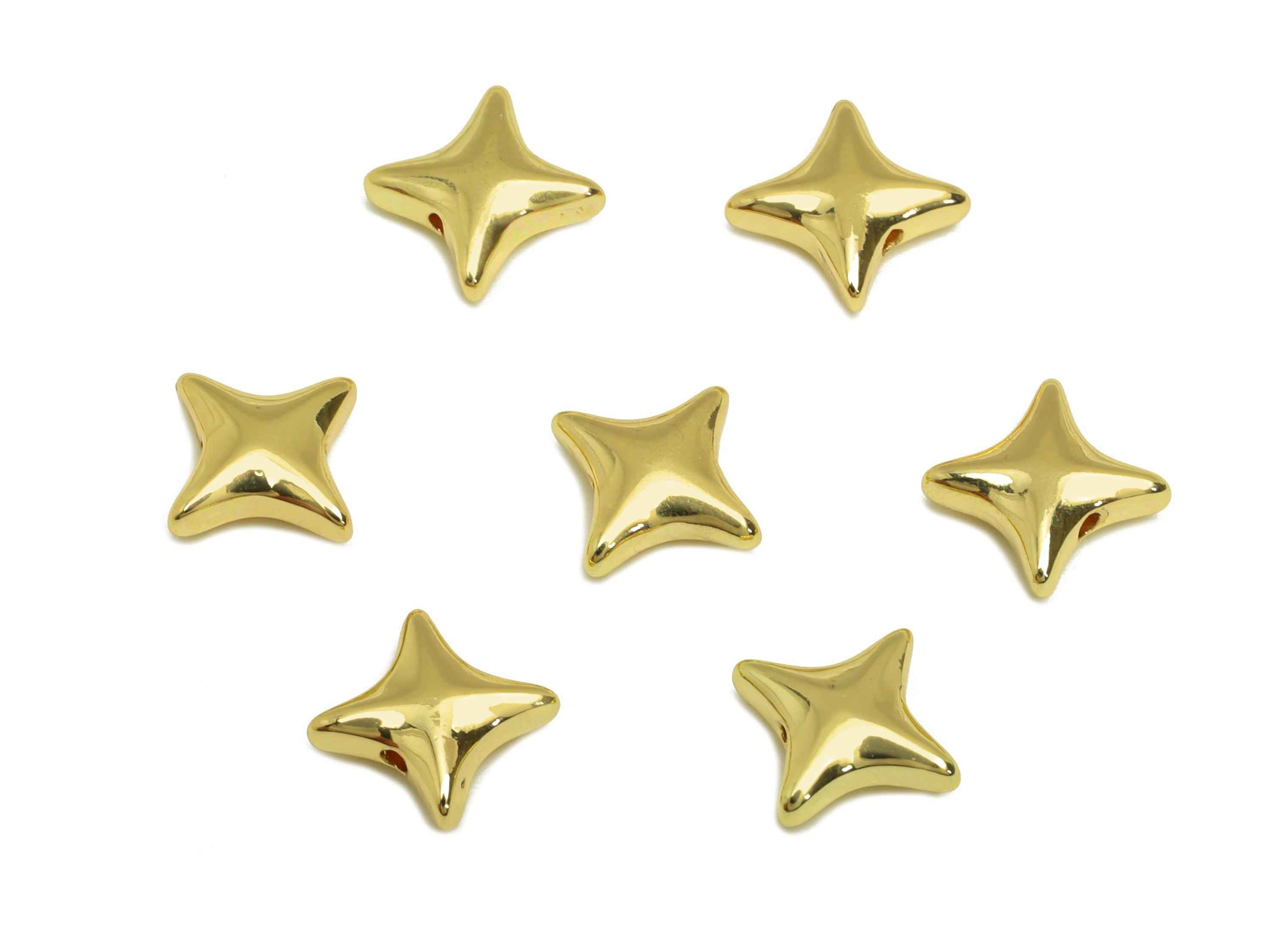 Star Bracelet Spacer Beads - Brass Beaded Cubic Earring Bead - Brass Star Bracelet Bead - 18k Real Gold Plating - 9.43x9.15x3.02mm - RGP7812 - DOMEDBAZAAR