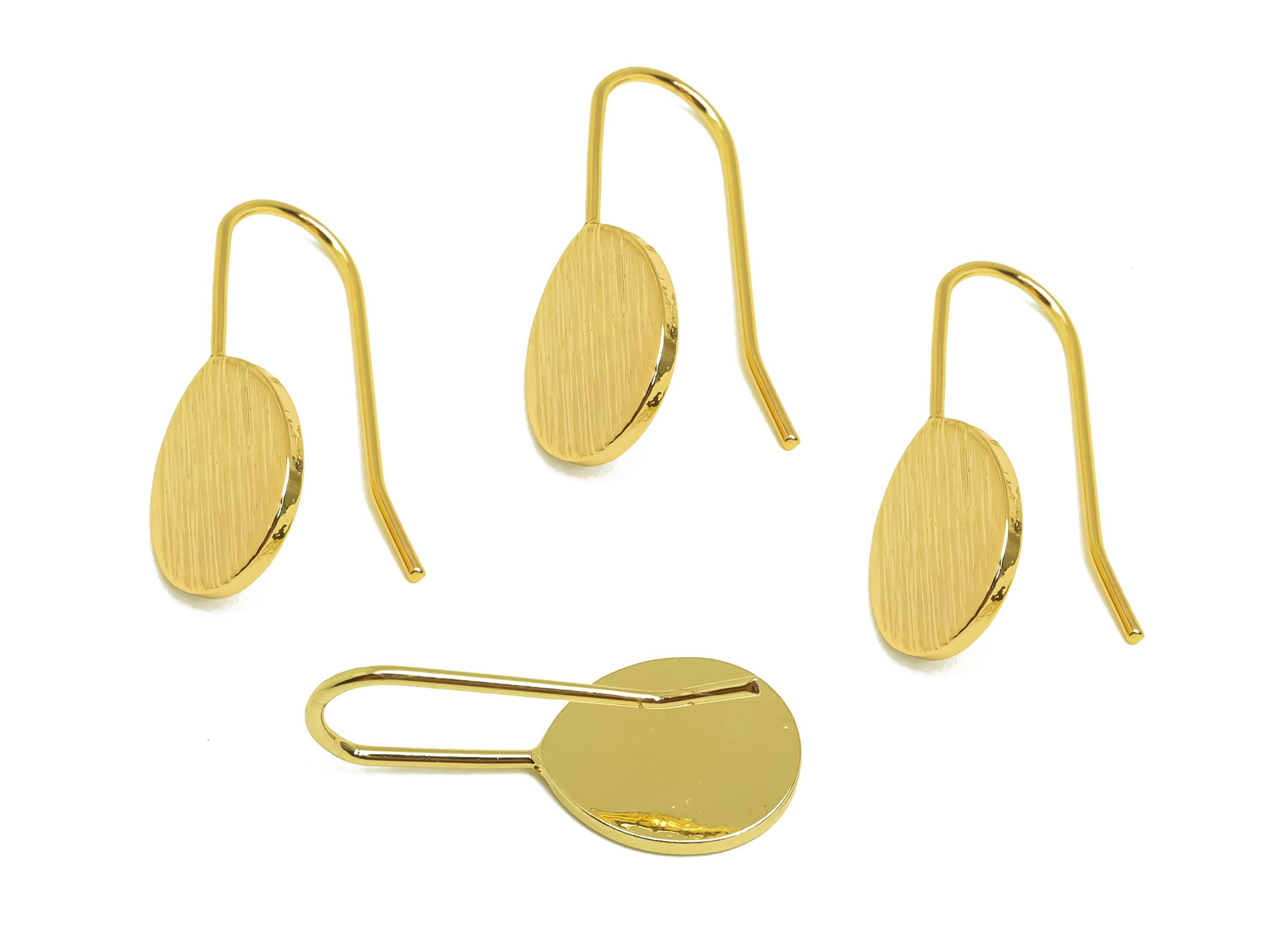 Brass Teardrop Earring Wire - Gold Drop Earring Hook - Textured Teardrop Earring Wire - 18K Real Gold Plating - 22.7x9.89x1.25mm - RGP8009 - DOMEDBAZAAR