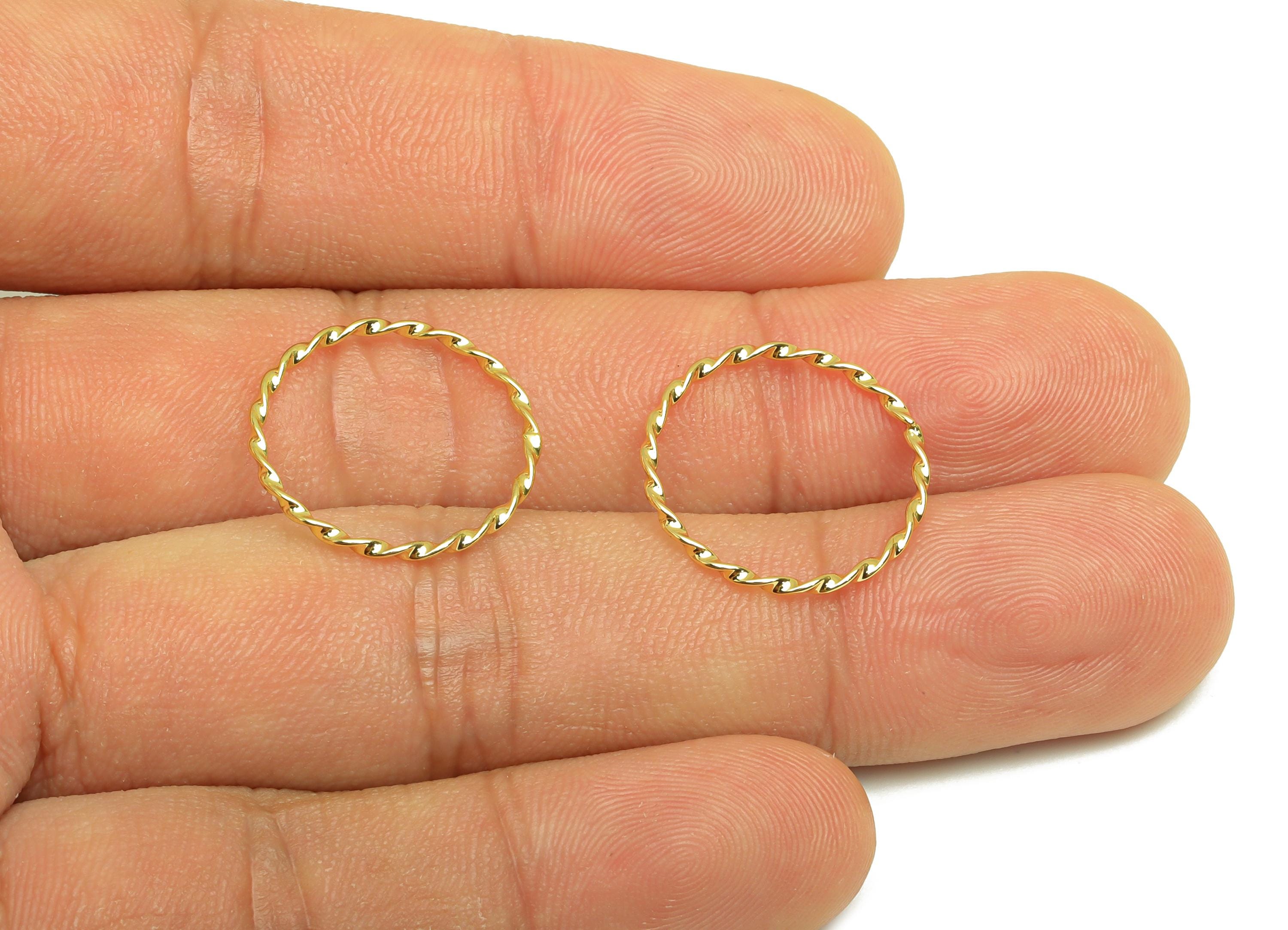 Brass Twisted Round Ring - Brass Wavy Hoop Ring - Brass Textured Round Ring - 18K Real Gold Plating - 18.3x18.3x0.99mm - RGP7861 - DOMEDBAZAAR