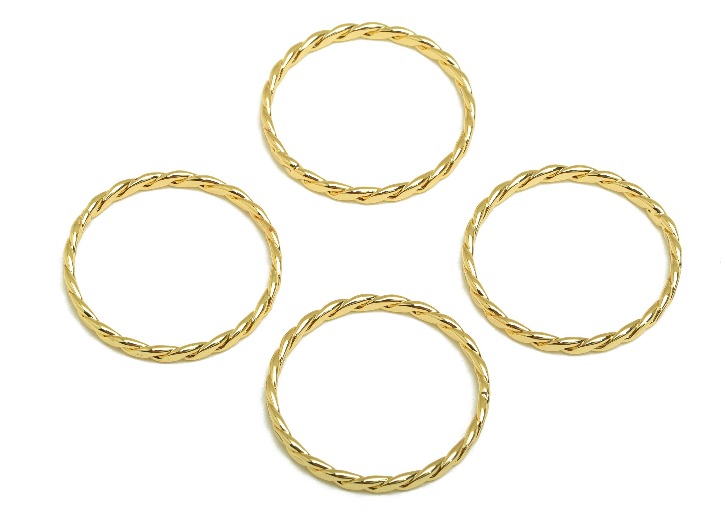 Hammered Twisted Chian Ring - Ring Settings - Brass Chain Rings - Rope Chian Rope Rings - 18K Real Gold Plating - 20.45x20x1.95mm - RGP7867 - DOMEDBAZAAR