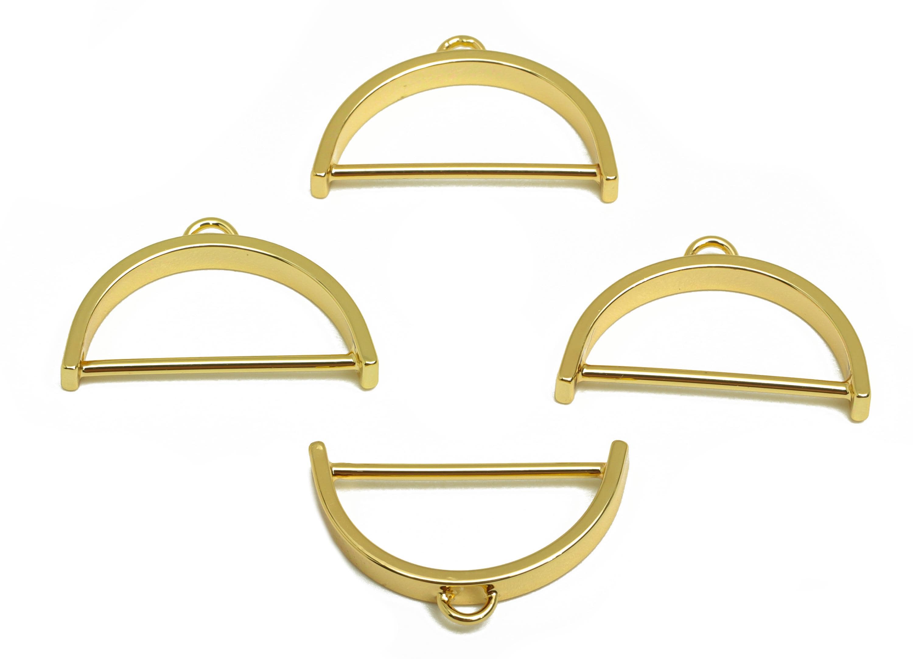 Brass Domed Earring Charm - Brass Half Moon Earring Charm - Geometry Gold Pendant - 18K Real Gold Plating - 11x18x2mm - RGP7877 - DOMEDBAZAAR
