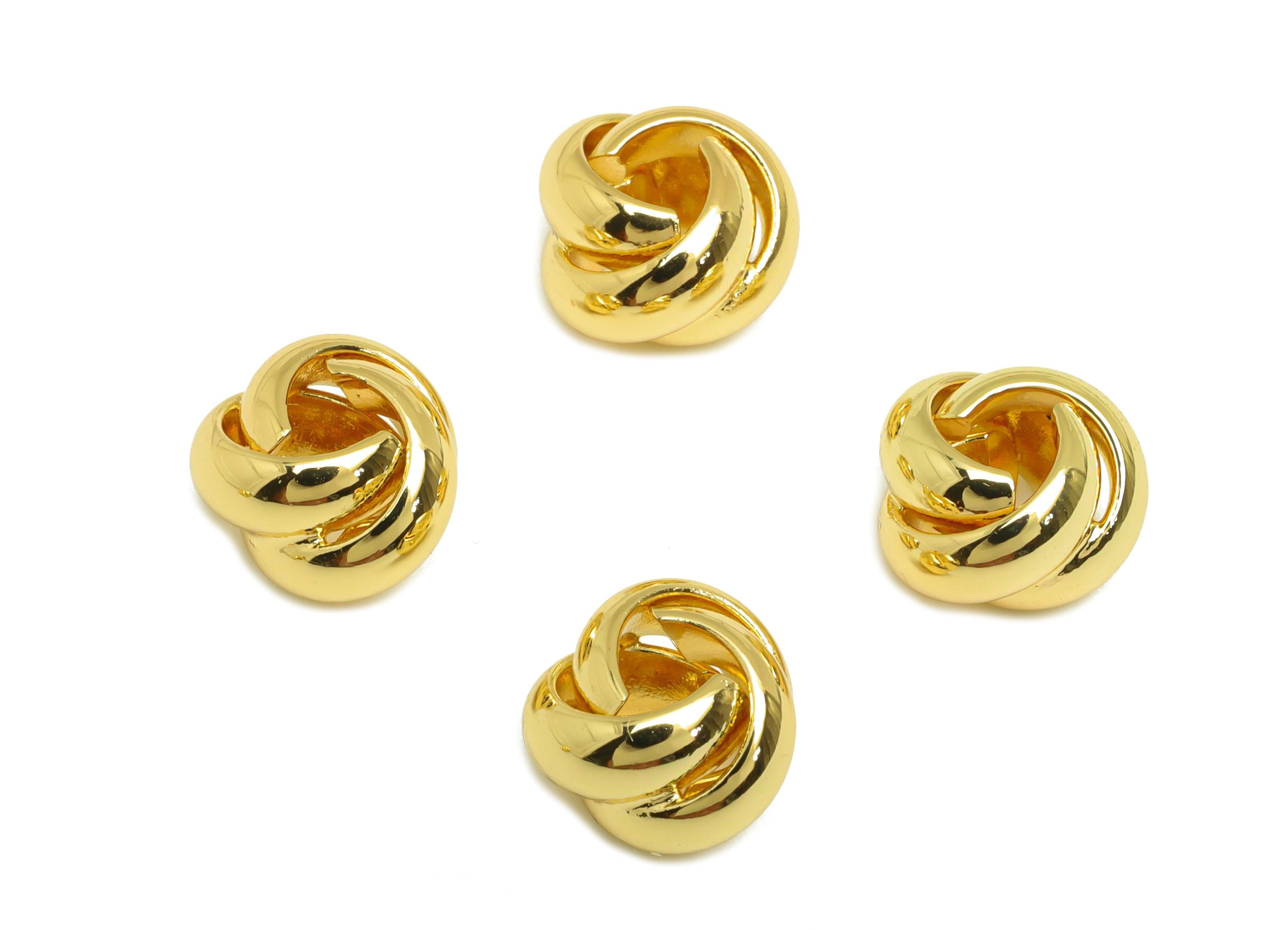 Brass Interwoven Earring Charm - Jump Ring Earring Charm - Bead Earring Charm - Bracelet Beads  - 18K Real Gold Plating - 10x10x7mm -RGP7879 - DOMEDBAZAAR