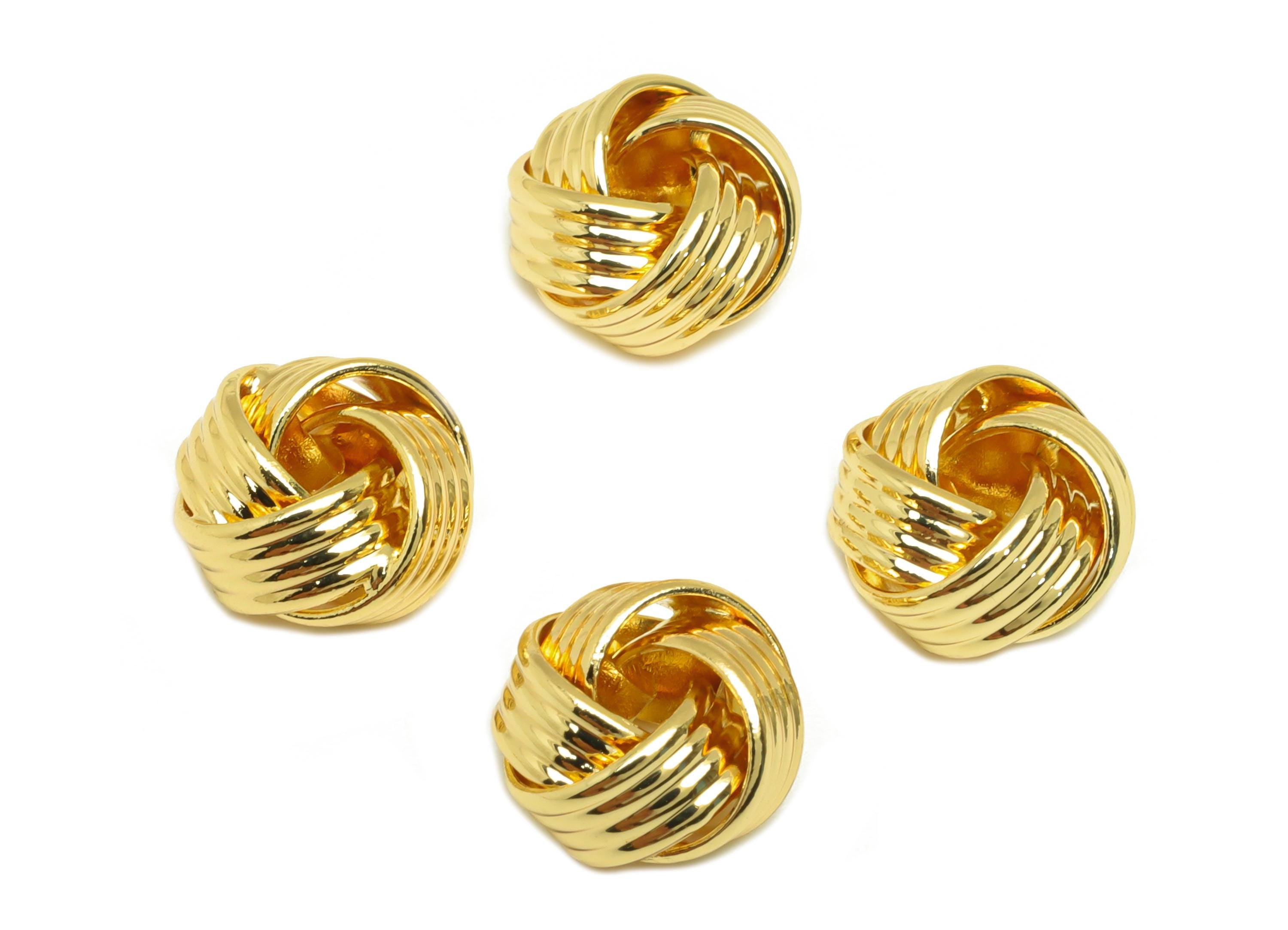 Brass Interwoven Earring Charm - Textured Bead Earring Charm - Bead Earring Charm - Bracelet Bead - 18K Real Gold Plating - 9x9x6mm -RGP78 - DOMEDBAZAAR