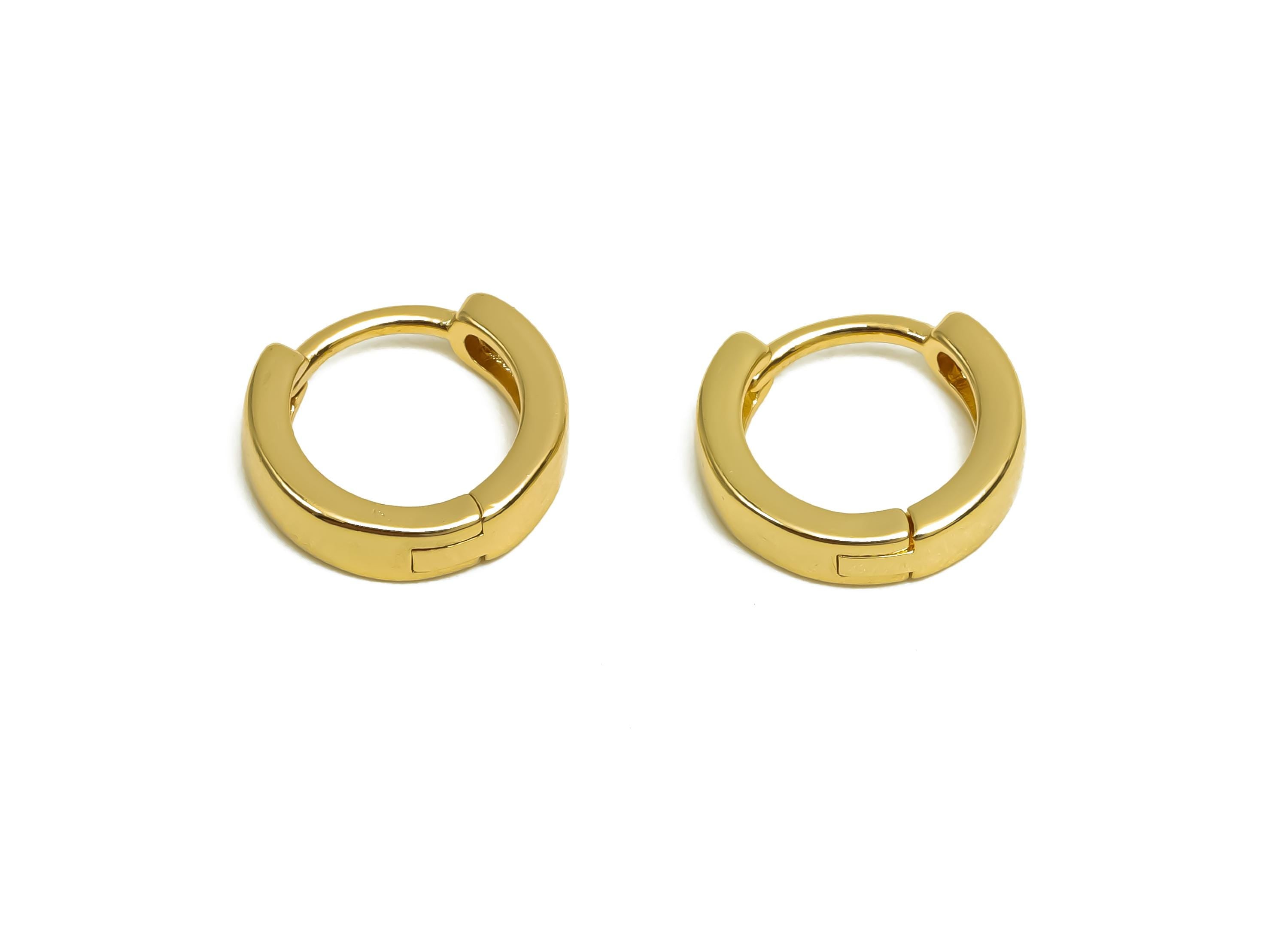 Brass Hoop Earring - Minimalist Gift For Her - Brass Huggie Hoop Earring - Valentine&#39;s Day - 18K Real Gold Plating - 11x10x2.83mm - RGP8384 - DOMEDBAZAAR