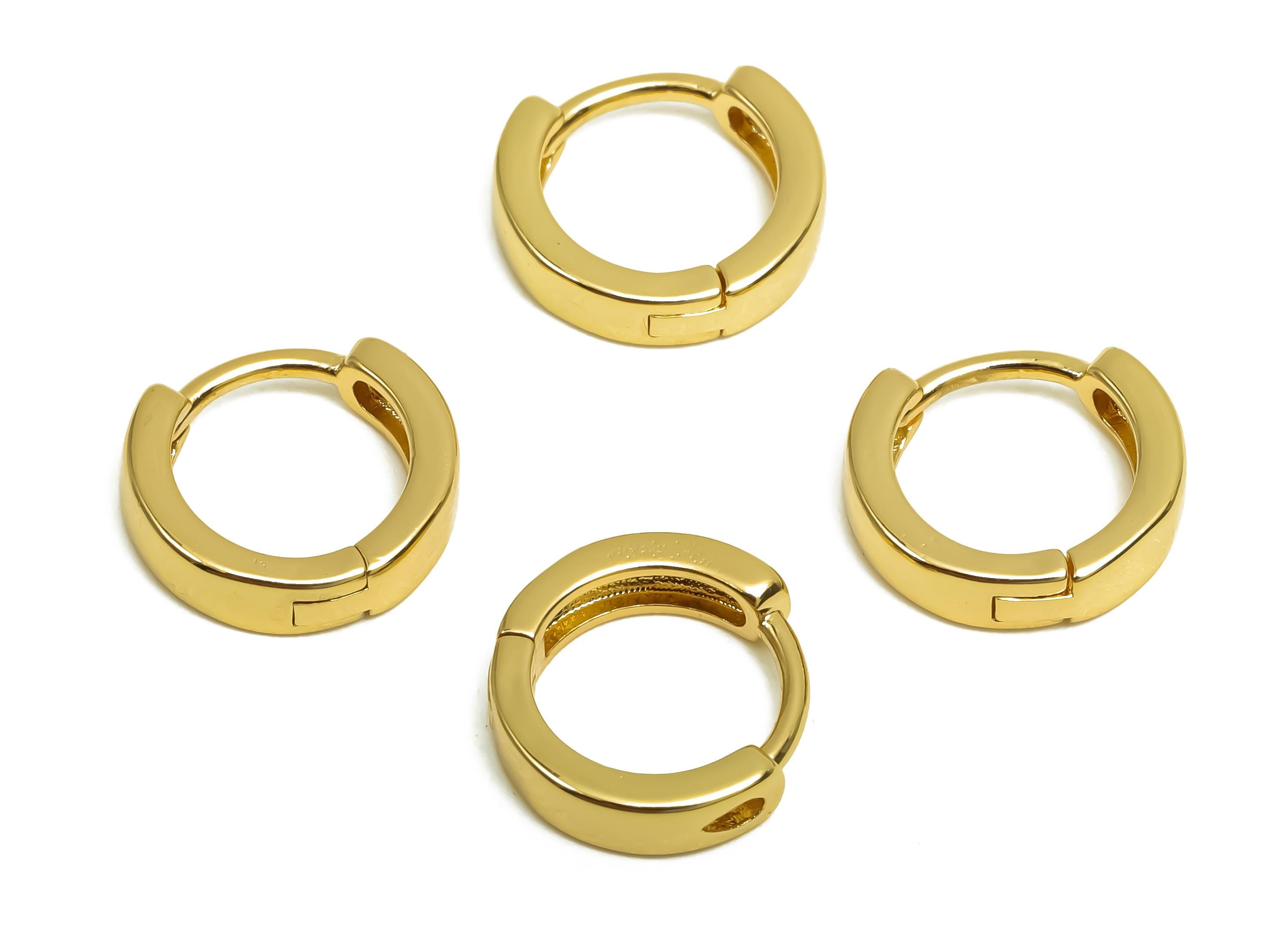 Brass Hoop Earring - Minimalist Gift For Her - Brass Huggie Hoop Earring - Valentine&#39;s Day - 18K Real Gold Plating - 11x10x2.83mm - RGP8384 - DOMEDBAZAAR