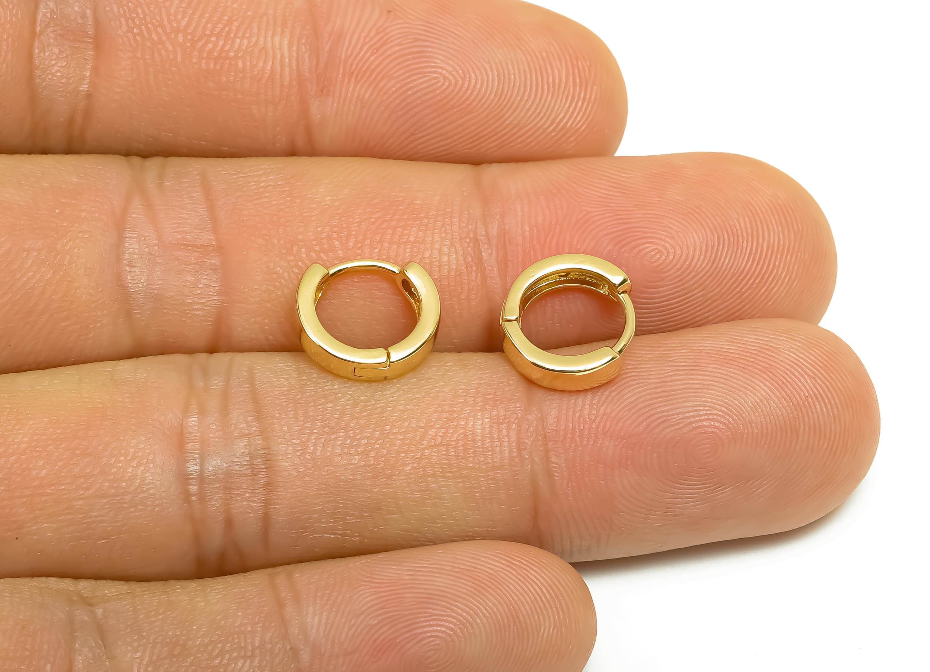 Brass Hoop Earring - Minimalist Gift For Her - Brass Huggie Hoop Earring - Valentine&#39;s Day - 18K Real Gold Plating - 11x10x2.83mm - RGP8384 - DOMEDBAZAAR