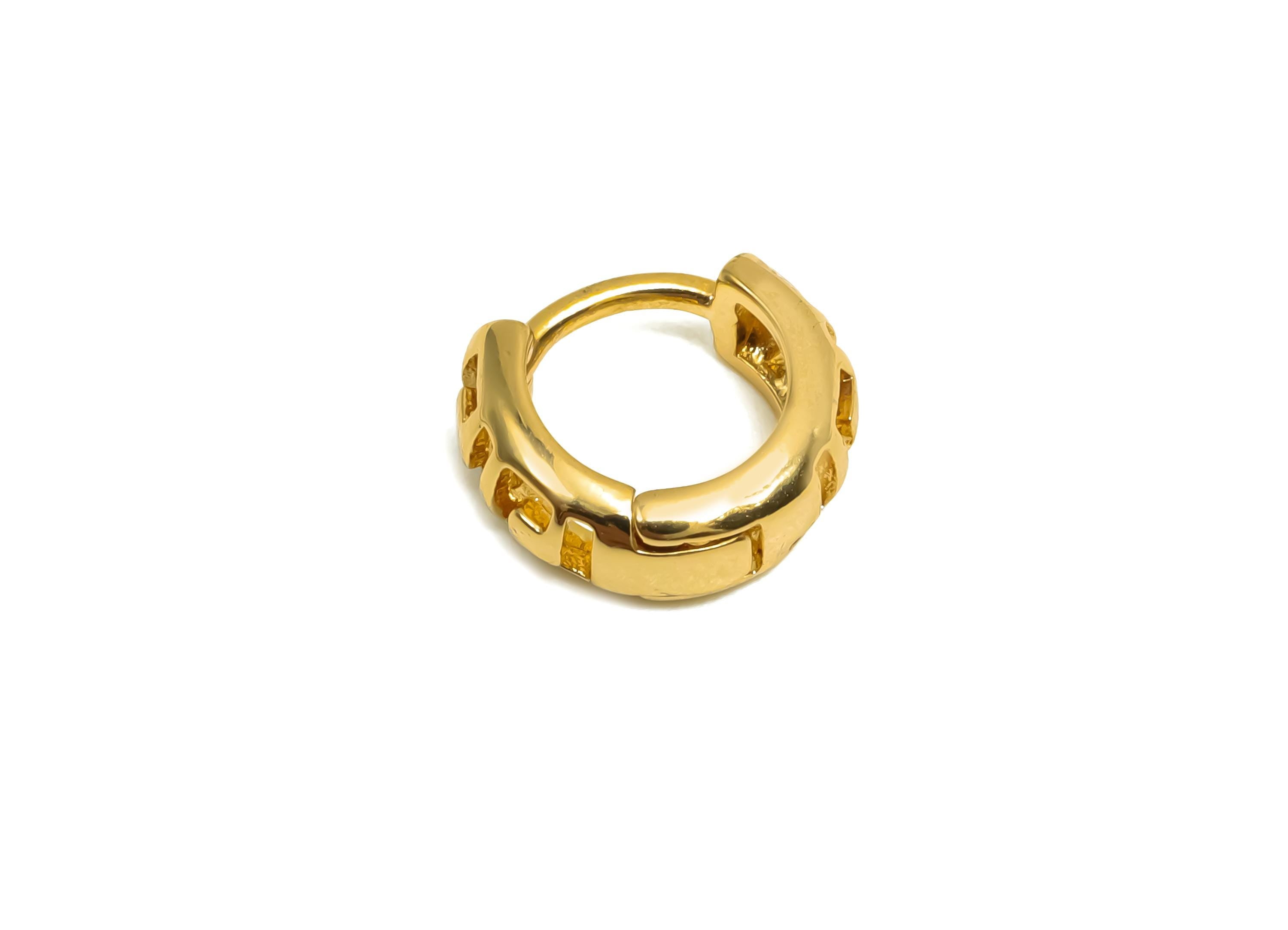 Brass Hoop Earring - Jewelry For Women - Pattern Huggie Hoop Earring - Wedding Day - 18K Real Gold Plating - 10x9.3x3.8mm - RGP8383 - DOMEDBAZAAR