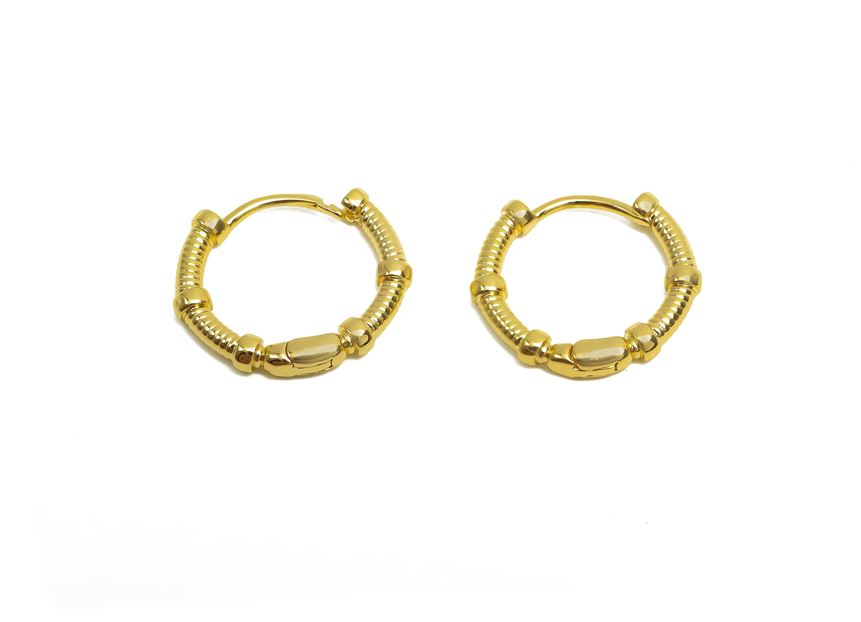 Brass Hoop Earring - Brass Textured Huggie Hoop Earring - Brass Round Hoop Earring Clasp - 18K Real Gold Plating - 14.2x12x2.1mm - RGP8365 - DOMEDBAZAAR