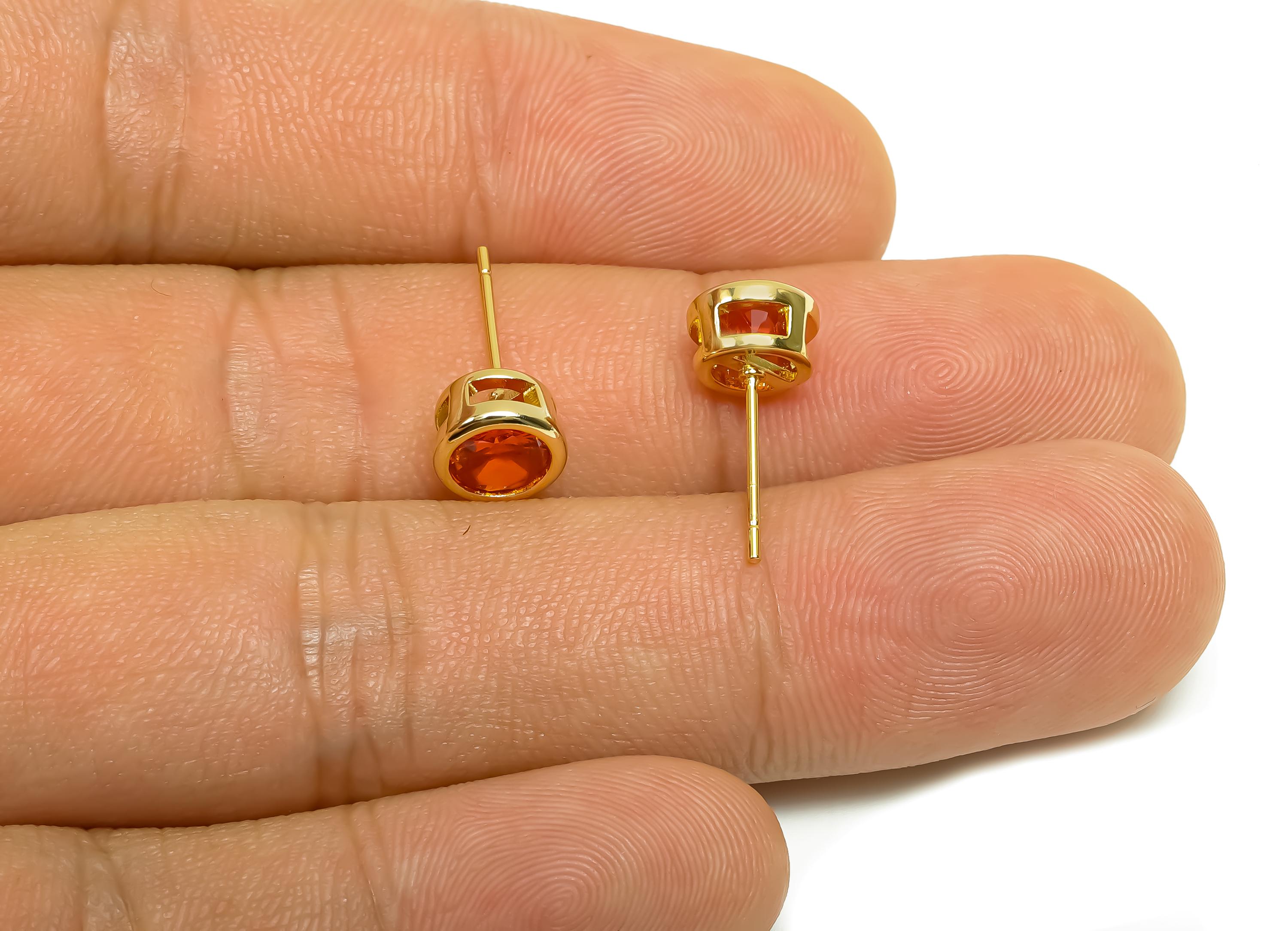 Brass CZ Earring Post - Brass Orange Red Earring Stud - Brass Cubic Zircon Earring Post  - 18K Real Gold Plating - 16x7x5.5mm - RGP8395H - DOMEDBAZAAR