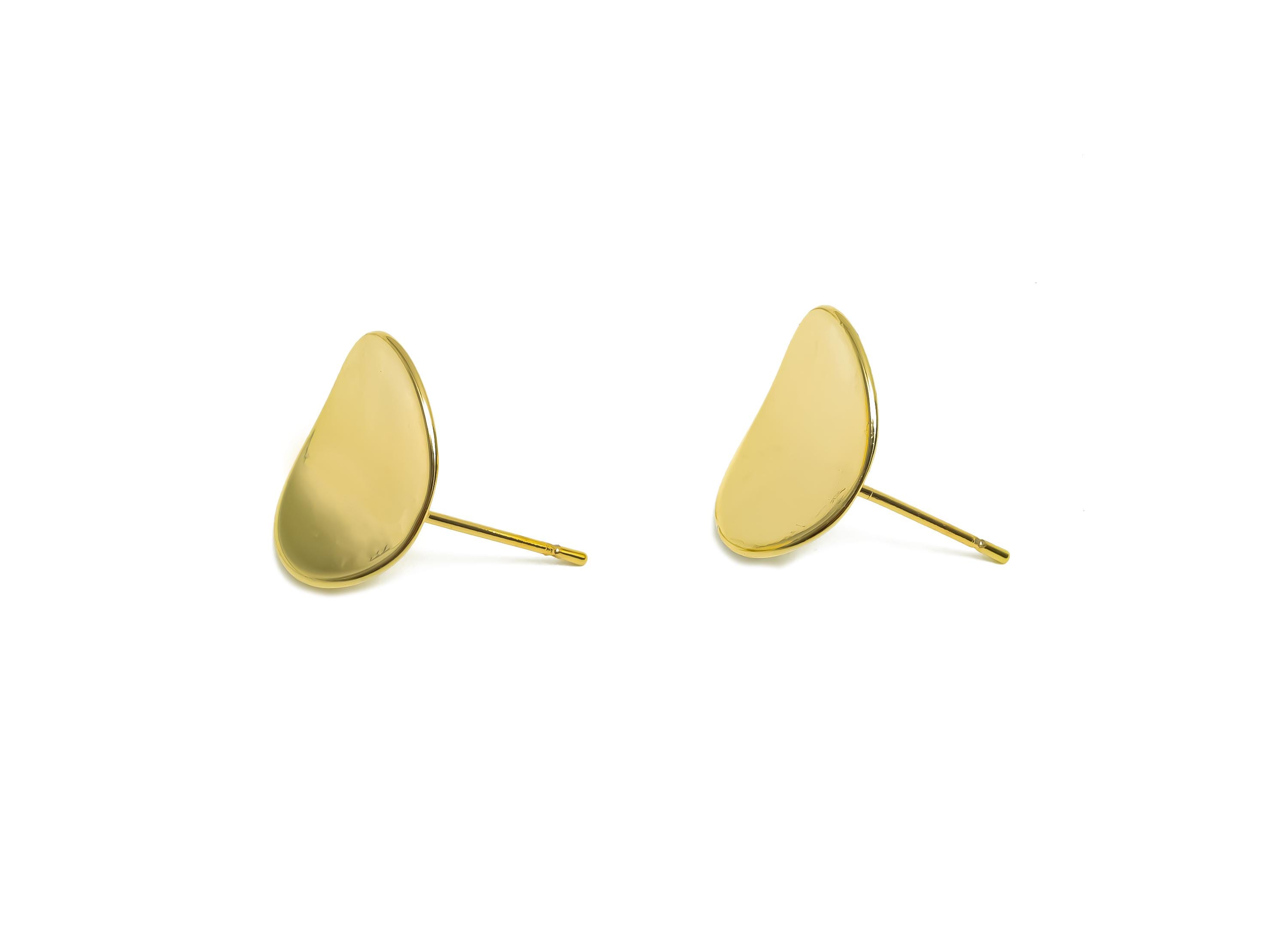 Brass Round Earring Post - Brass Bent Earring Stud - Brass Bent Round Earring Post  - 18K Real Gold Plating - 15x14.7x1.1mm - RGP8367 - DOMEDBAZAAR
