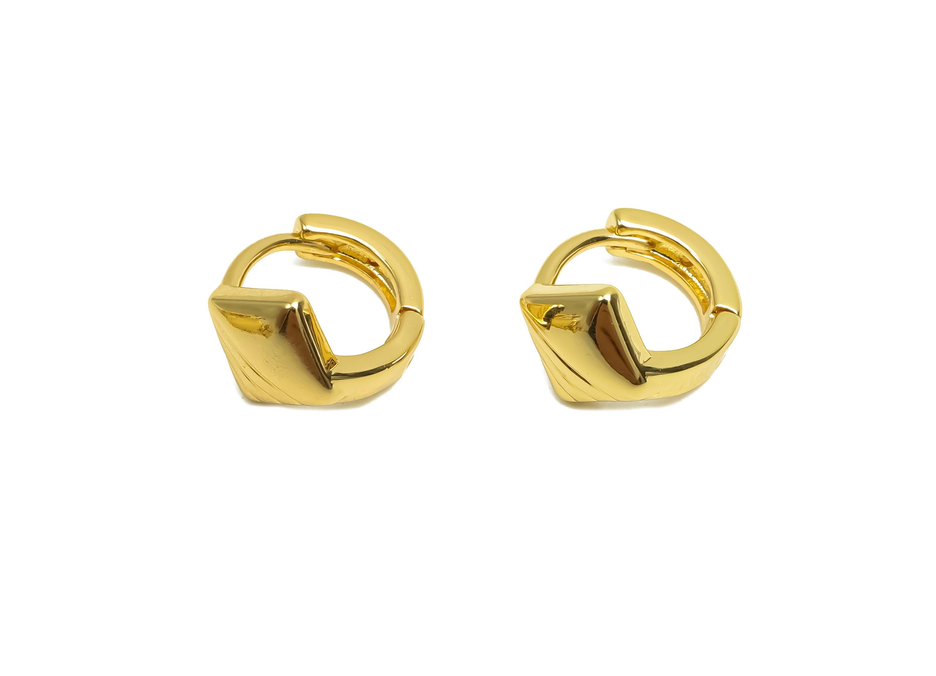 Brass Hoop Earring - Brass Square Huggie Hoop Earring - Brass Hoop Earring - Gift For Her -  18K Real Gold Plating - 10.1x9x7mm - RGP8369 - DOMEDBAZAAR