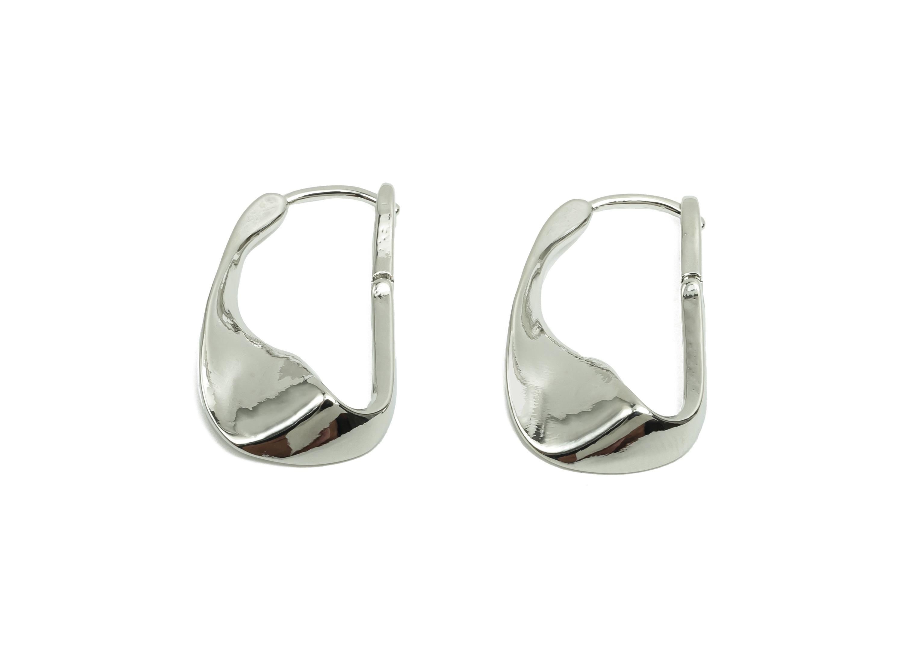 Brass Hammered Hoop Earring - Brass English Back Earring - Hoop Earring  - Gold Jewelry - 18K Real White Gold Plating - 27x16x3mm - RGP7829 - DOMEDBAZAAR