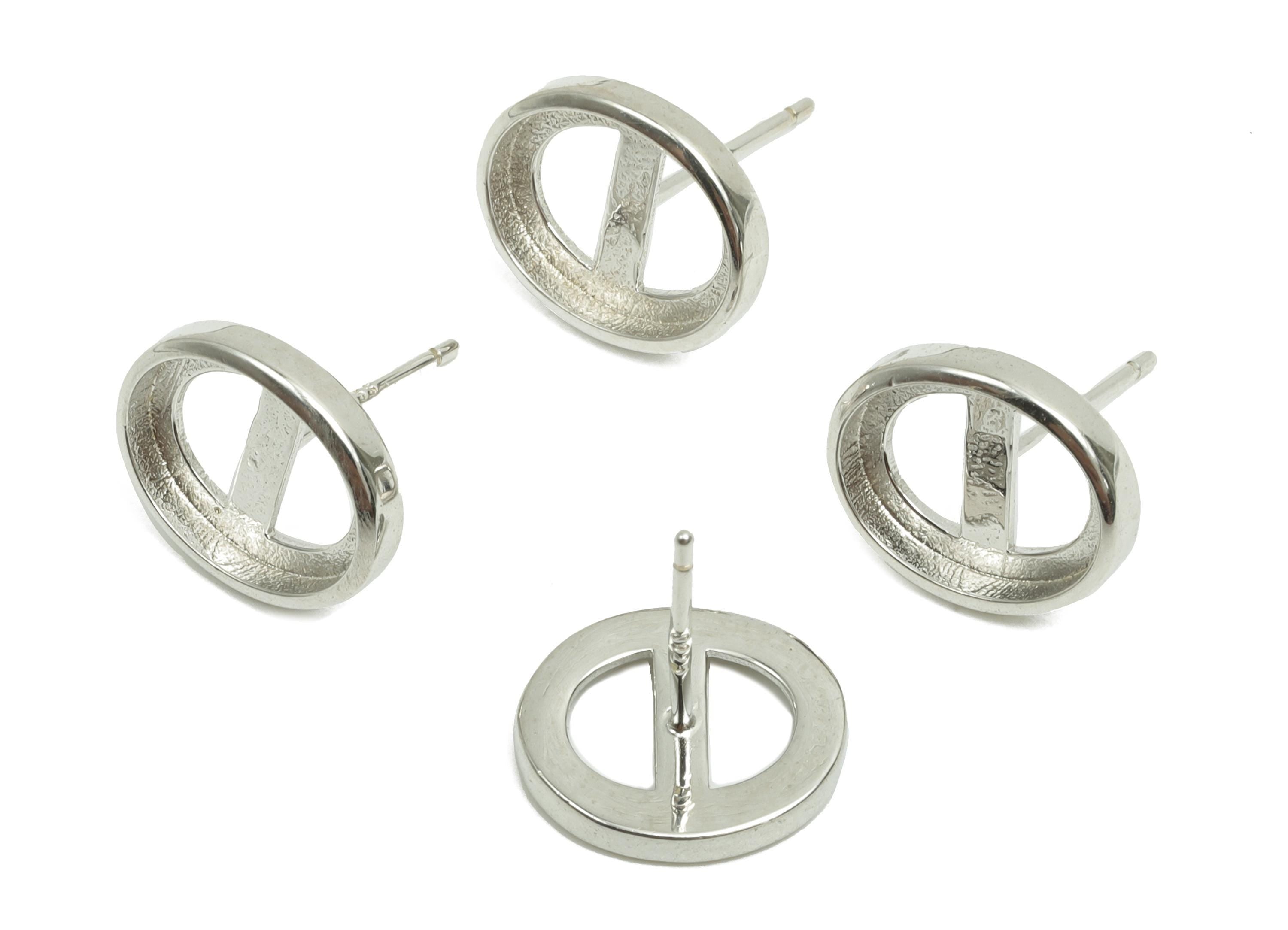 Oval Earring Setting - Oval Silver Earring Post For Pearl - 925 Silver Earring Stud - Gift For Her - Silver Earring Post - 8x10mm - RGP7435 - DOMEDBAZAAR