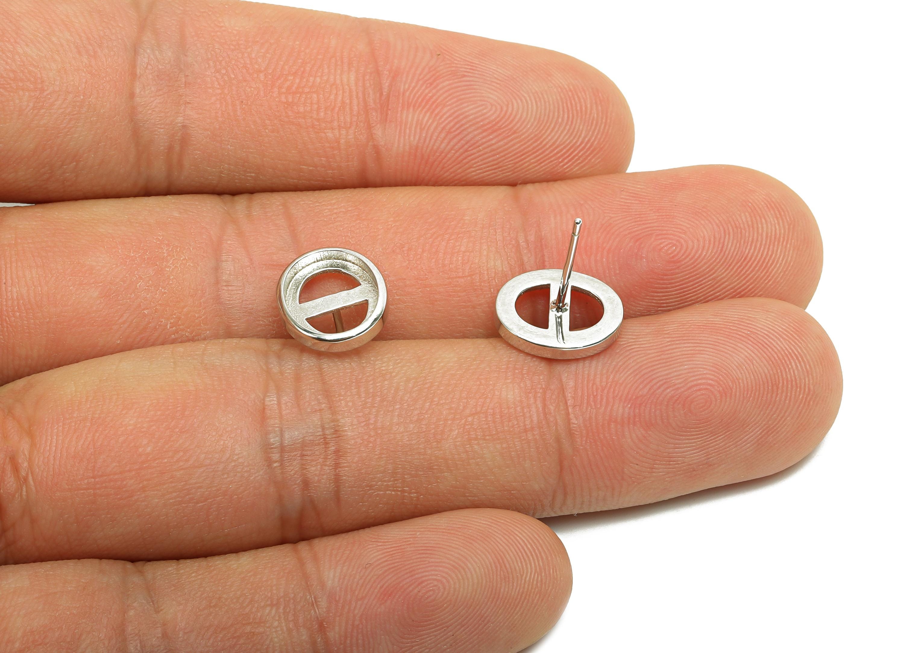 Oval Earring Setting - Oval Silver Earring Post For Pearl - 925 Silver Earring Stud - Gift For Her - Silver Earring Post - 8x10mm - RGP7435 - DOMEDBAZAAR