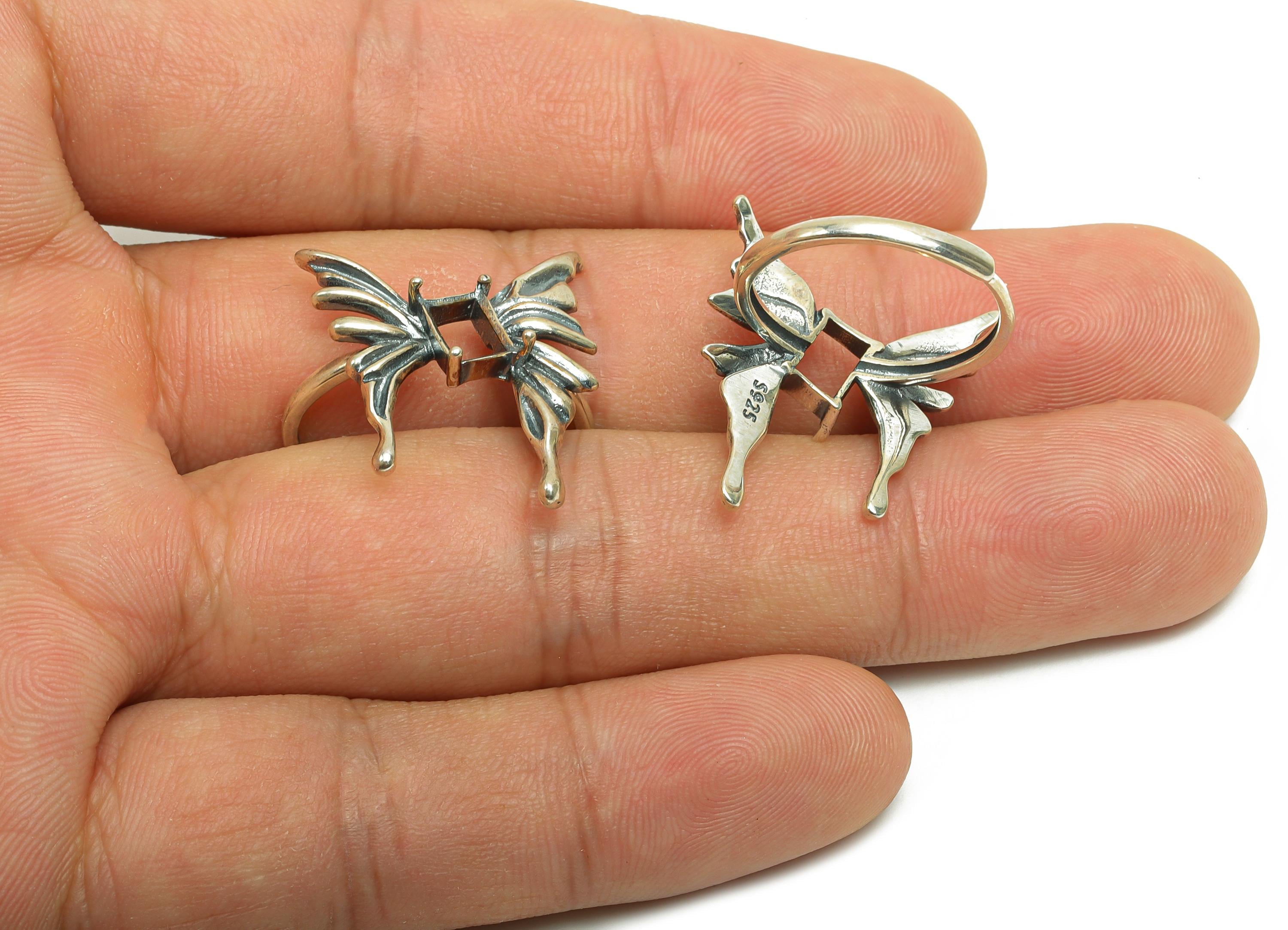 4x6mm Adjustable Rectangle Ring Setting  - Butterfly Adjustable Ring - Vintage Ring - For Jewelry - 925 Silver Sterling Silver - RGP7406 - DOMEDBAZAAR