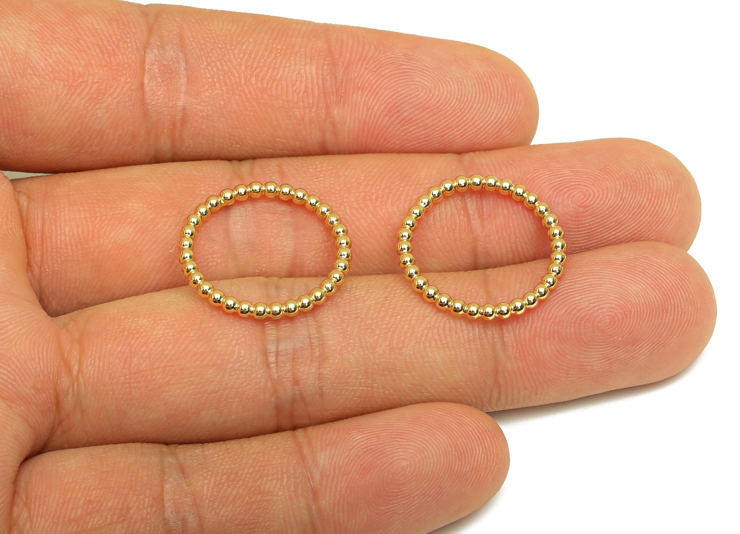 16mm Ball Wire Chian Ring - Dainty Beaded Band - Brass Solid Gold Thin Ring - Beaded Ring - 18K Real Gold Plating - 20x20x1.76mm - RGP7896 - DOMEDBAZAAR