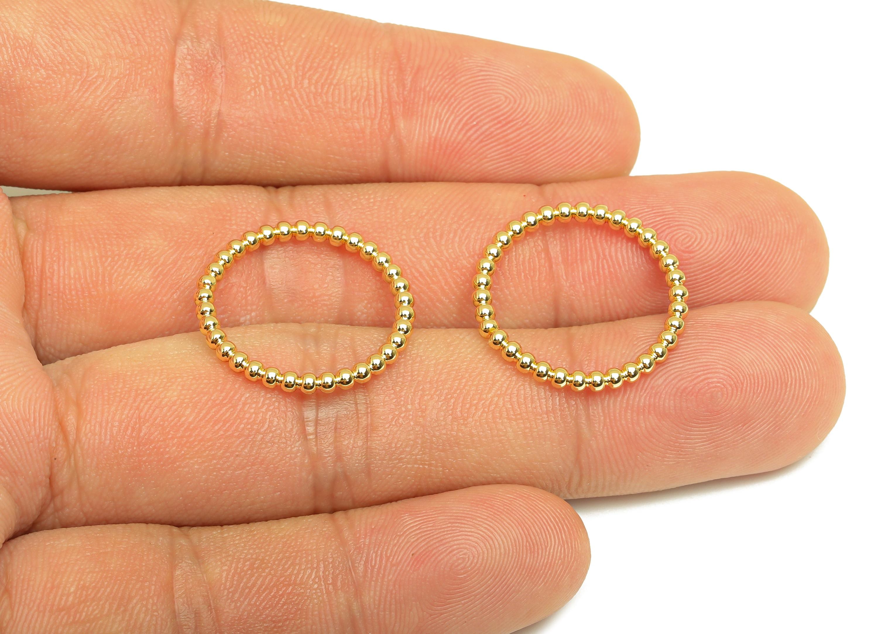 17mm Ball Wire Chian Ring - Dainty Beaded Band - Brass Solid Gold Thin Ring - Beaded Ring - 18K Real Gold Plating - 21x21x1.8mm - RGP7897 - DOMEDBAZAAR