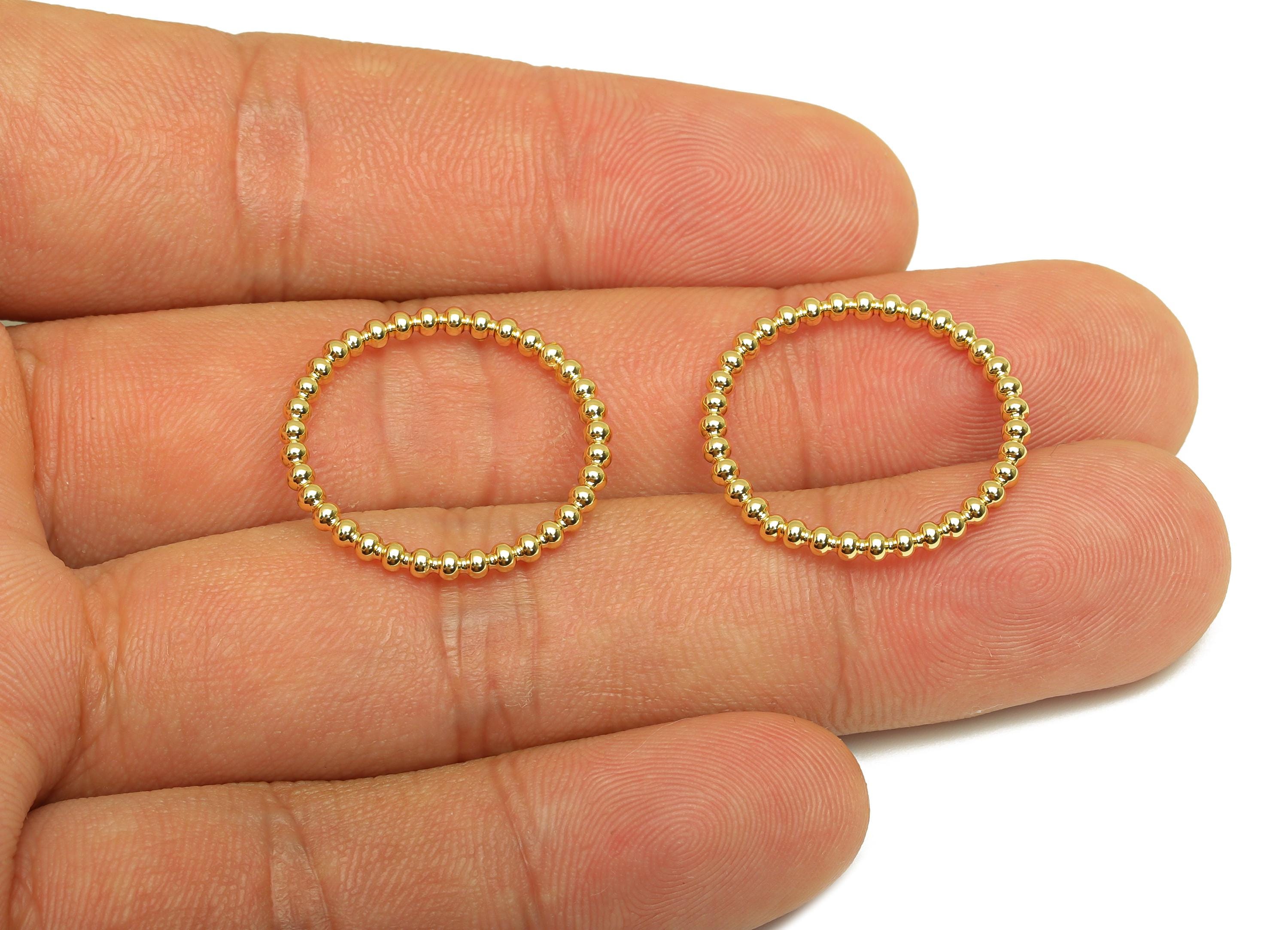 18mm Ball Wire Chian Ring - Dainty Beaded Band - Brass Solid Gold Thin Ring - Beaded Ring - 18K Real Gold Plating - 22x22x1.75mm - RGP7898 - DOMEDBAZAAR
