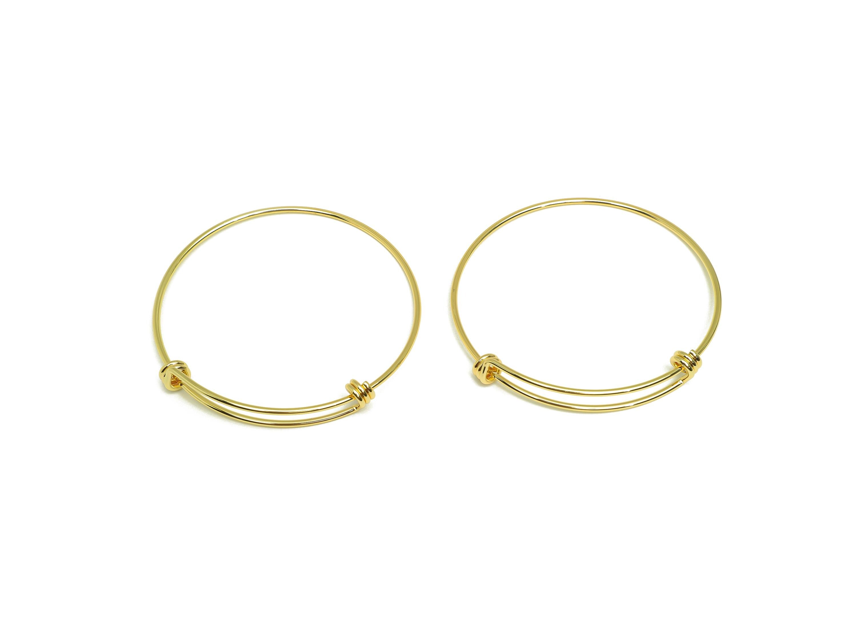 Brass Adjustable Bracelet - Brass Adjustable Circle Bracelet - Brass Ring Bracelet - 18K Real Gold Plating - 62x65x1.26mm - RGP7920 - DOMEDBAZAAR