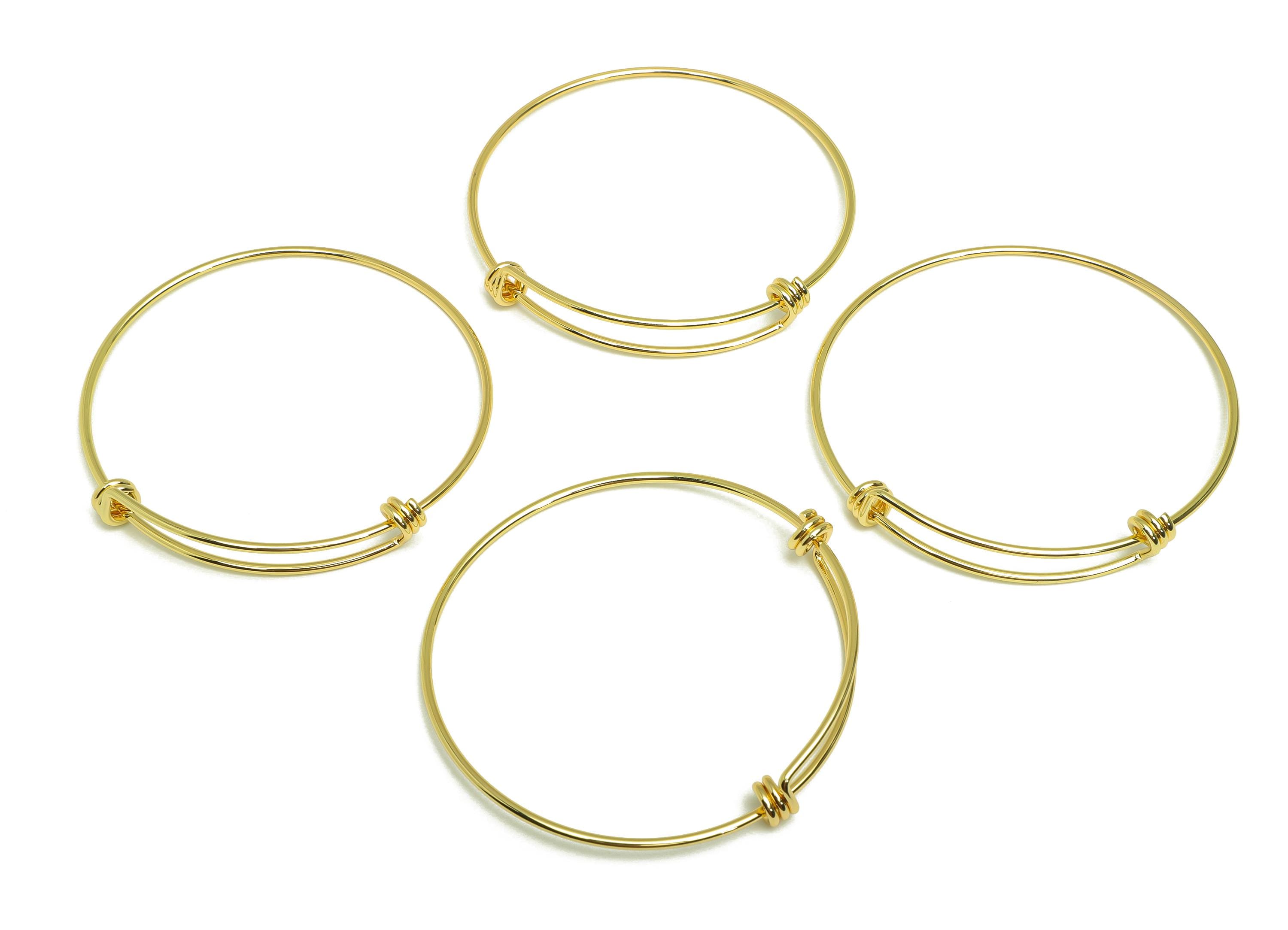 Brass Adjustable Bracelet - Brass Adjustable Circle Bracelet - Brass Ring Bracelet - 18K Real Gold Plating - 62x65x1.26mm - RGP7920 - DOMEDBAZAAR