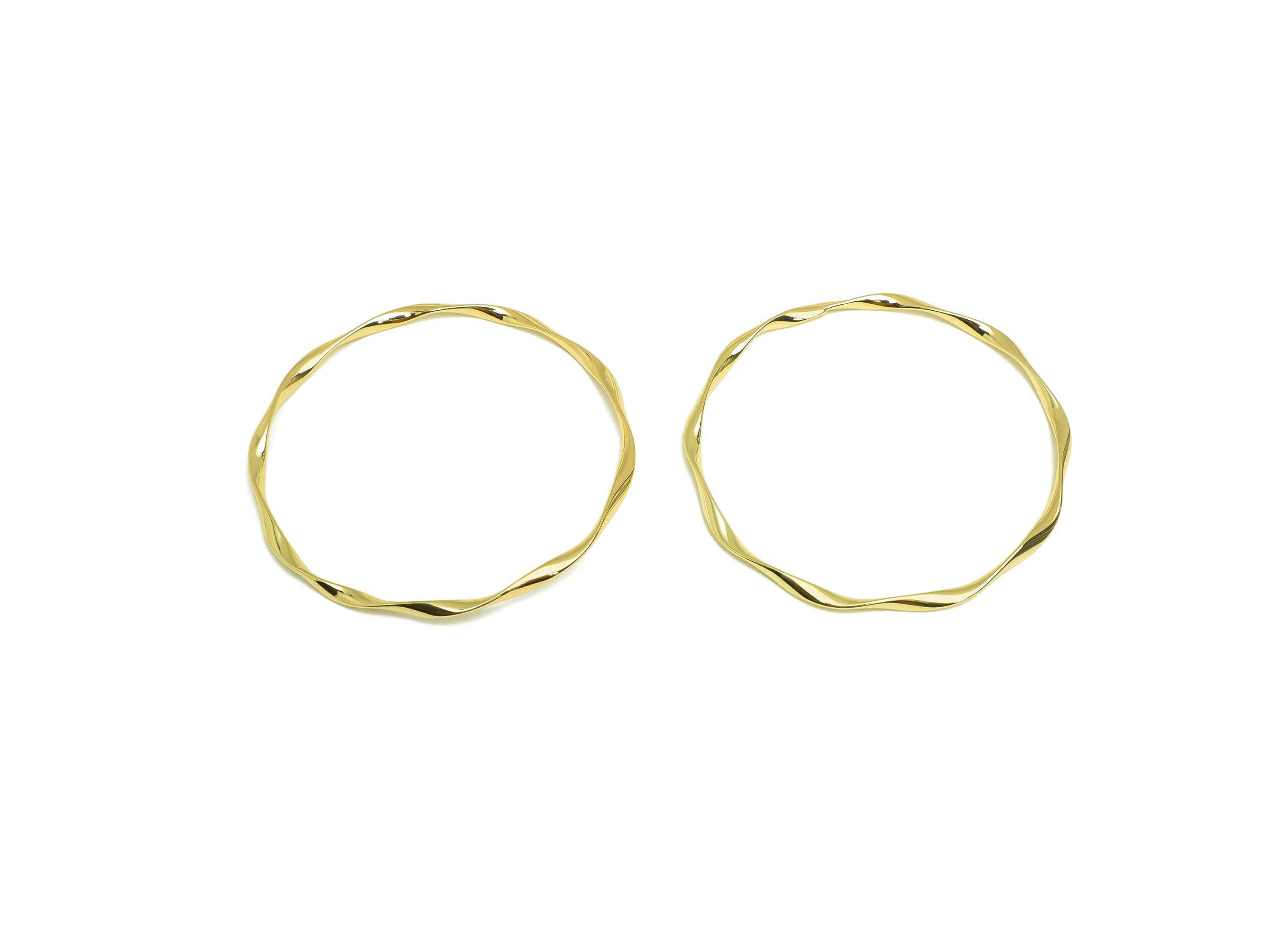 Brass Wavy Bracelet - Brass Twisted Wire Circle Bracelet - Brass Wavy Hoop Bracelet - 18K Real Gold Plating - 65x65x2.5mm - RGP7917 - DOMEDBAZAAR