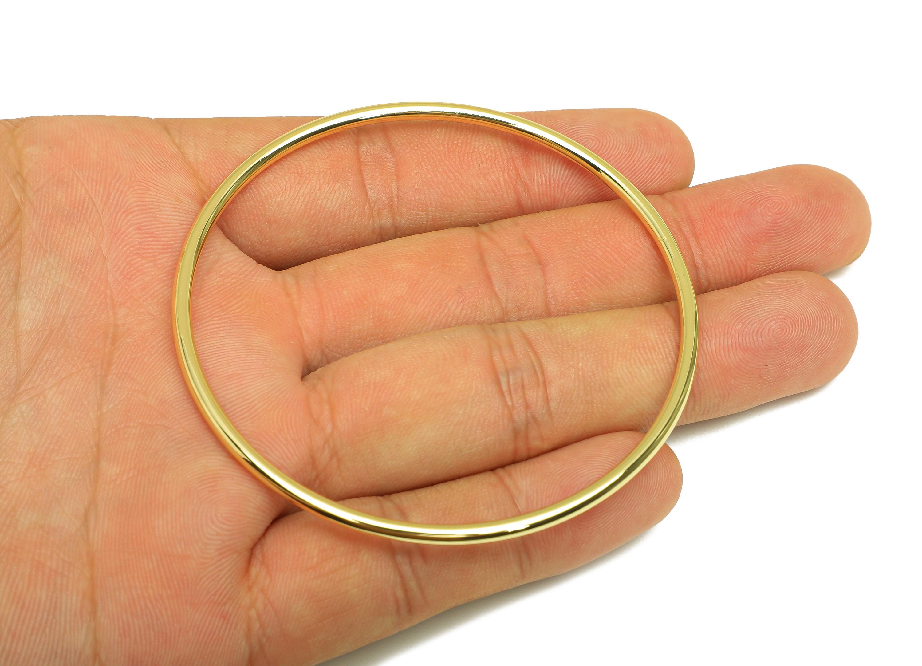 Brass Round Bracelet - Brass Circle Bracelet - Brass Hoop Wire Bracelet - For Bracelet - 18K Real Gold Plating - 69x69x2.3mm - RGP7918 - DOMEDBAZAAR