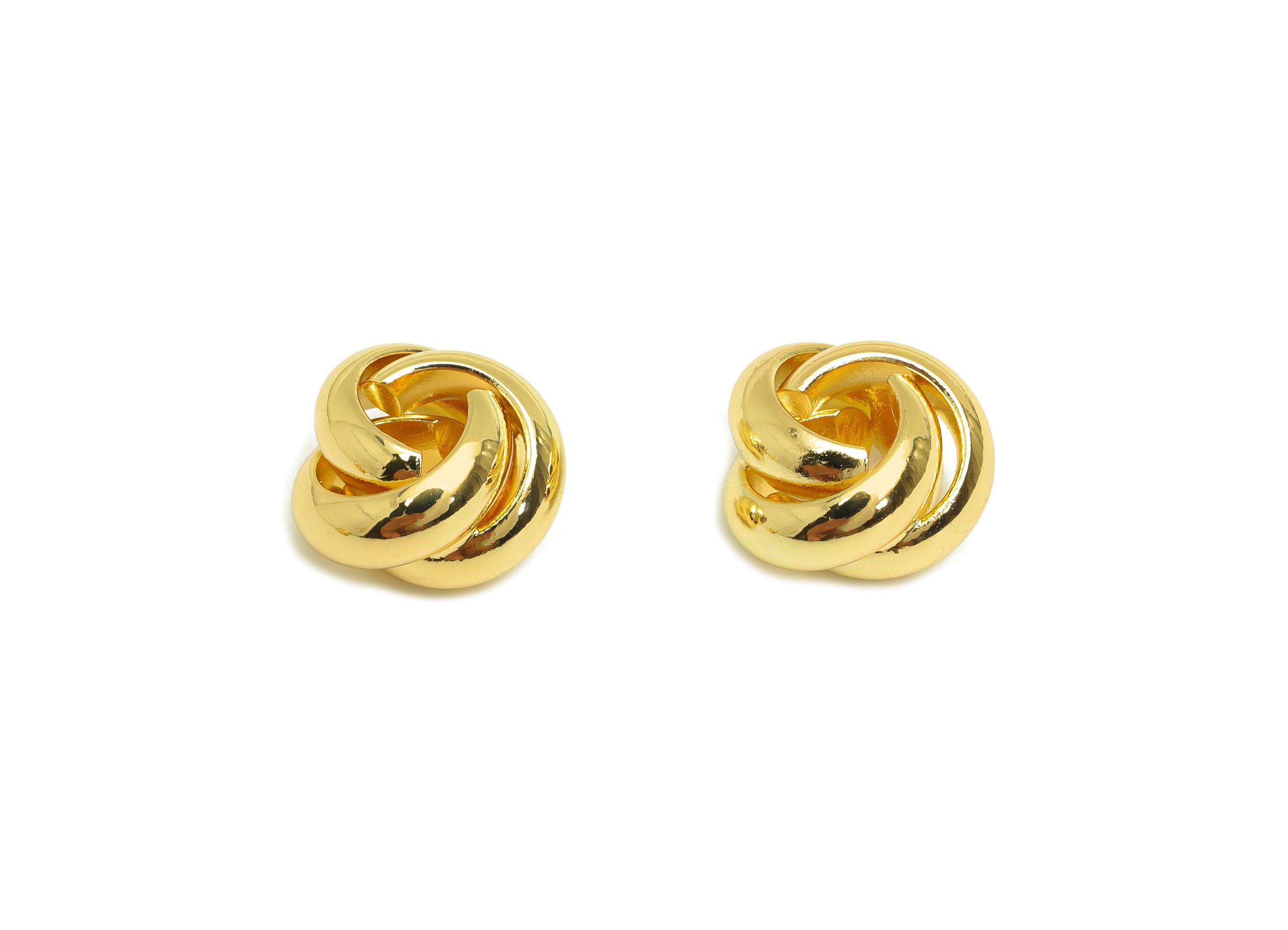Brass Interwoven Earring Charm - Brass Woven Ring Earring Charm - Twisted Ball Charm - 18K Real Gold Plating - 14.2x14.2x9.29mm - RGP7882 - DOMEDBAZAAR