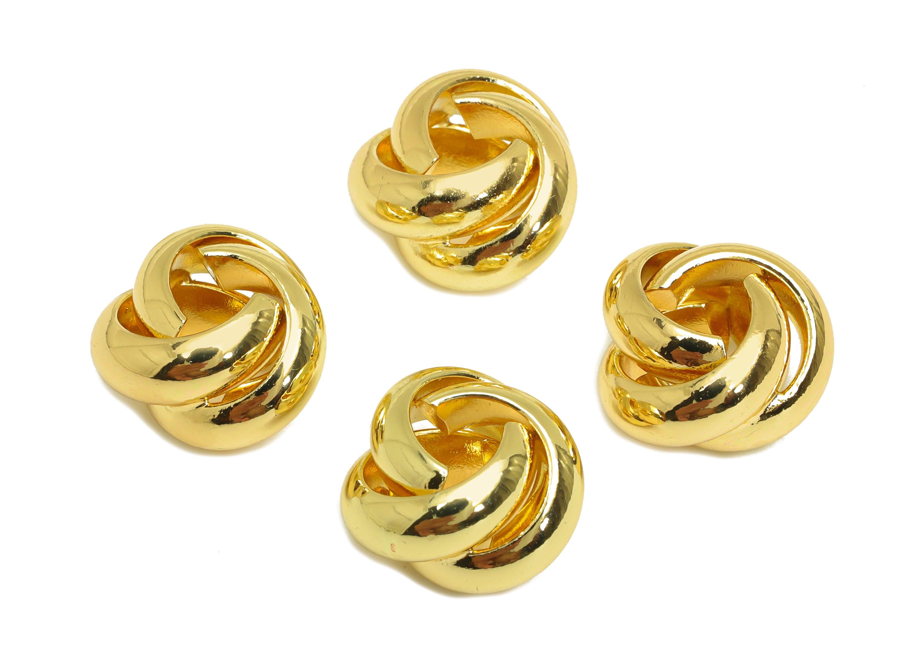 Brass Interwoven Earring Charm - Brass Woven Ring Earring Charm - Twisted Ball Charm - 18K Real Gold Plating - 14.2x14.2x9.29mm - RGP7882 - DOMEDBAZAAR