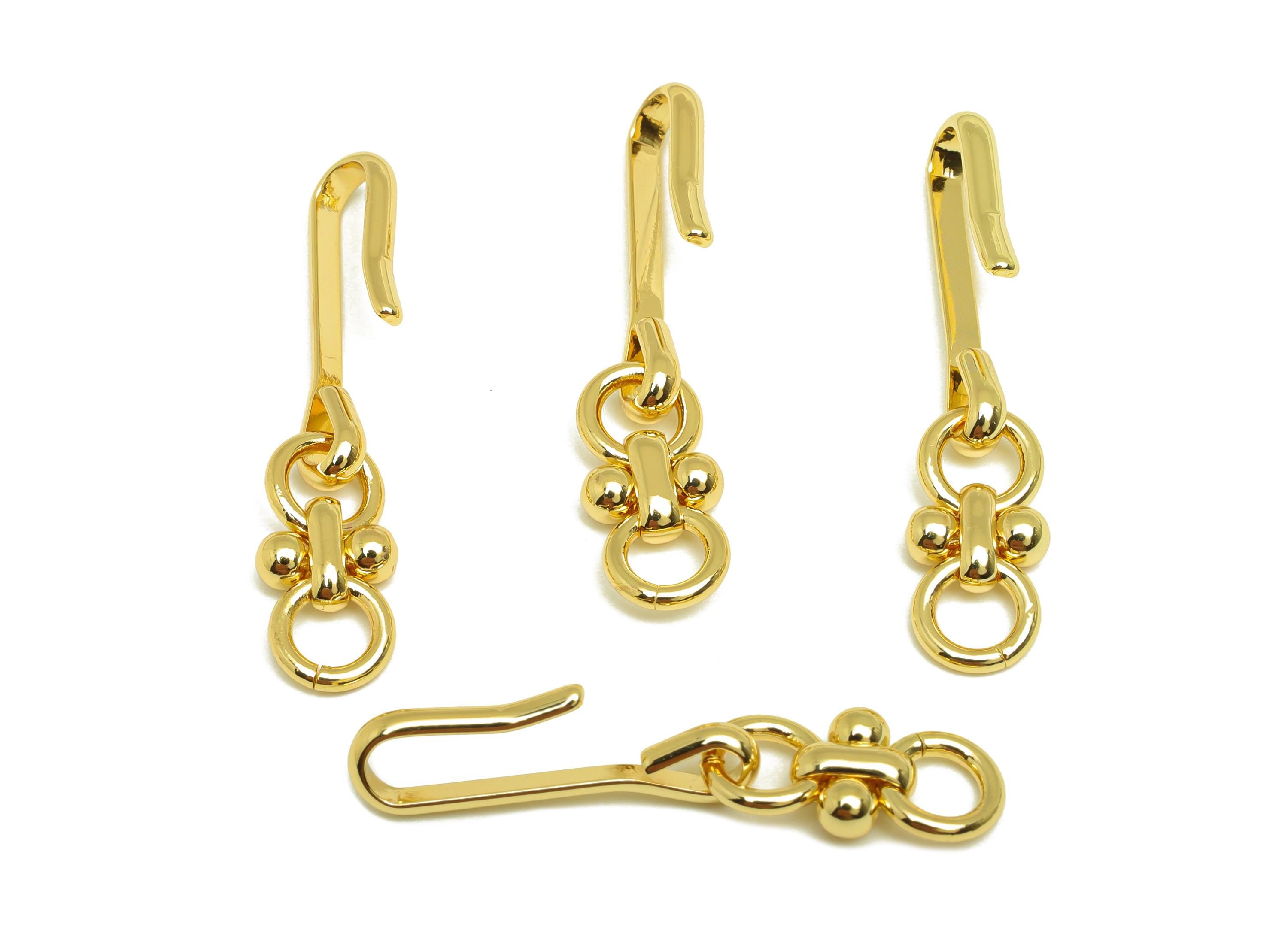 Brass Wire Earring Hook - Brass Rings Wire Hook Earring - Brass Dangle Hook Earring - 18K Real Gold Plating - 32.76x6.97x0.8mm - RGP7914 - DOMEDBAZAAR