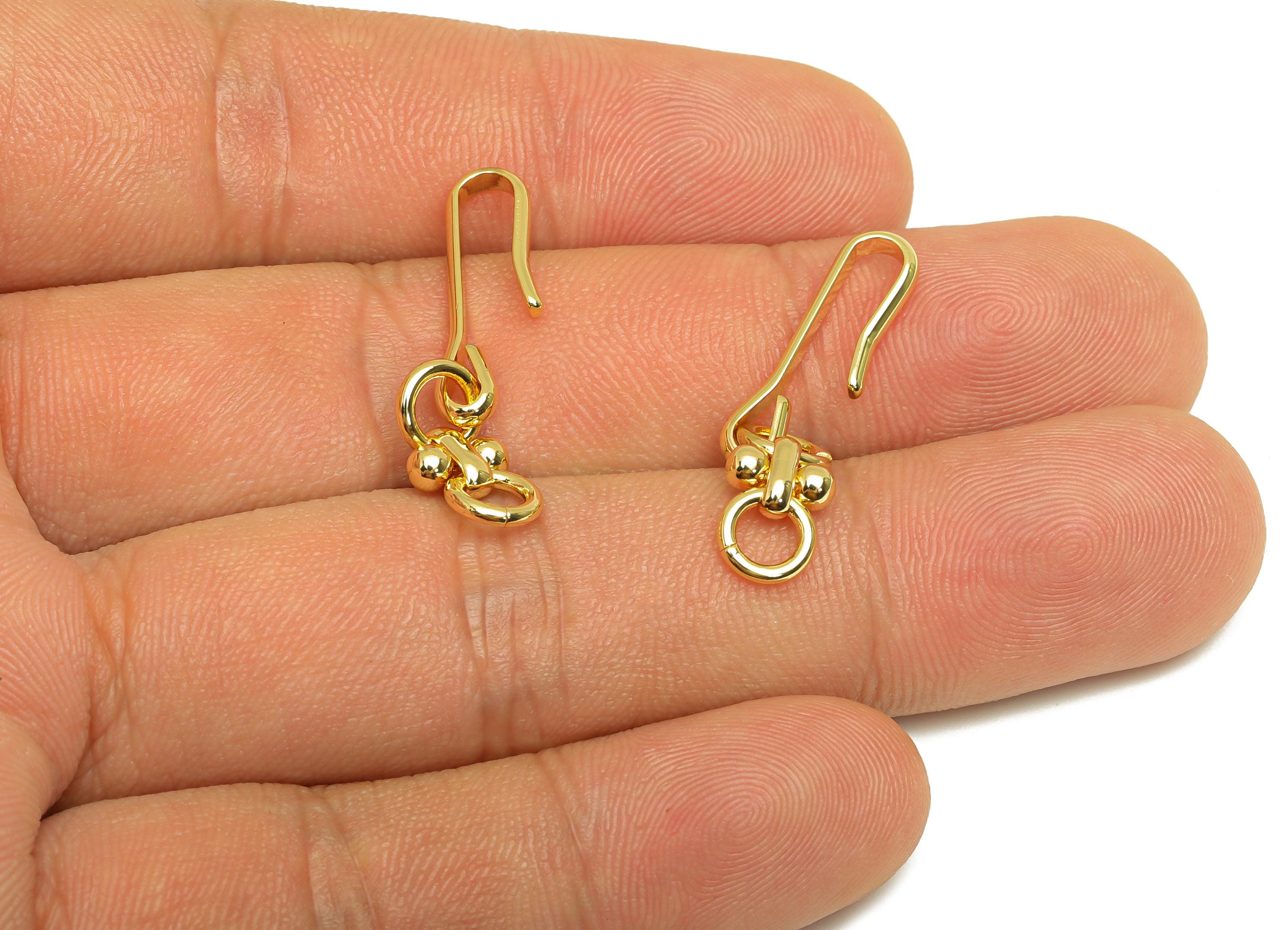 Brass Wire Earring Hook - Brass Rings Wire Hook Earring - Brass Dangle Hook Earring - 18K Real Gold Plating - 32.76x6.97x0.8mm - RGP7914 - DOMEDBAZAAR